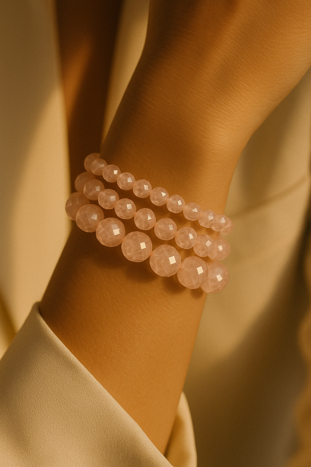 Bracelet "Essentiel" Quartz rose facetté