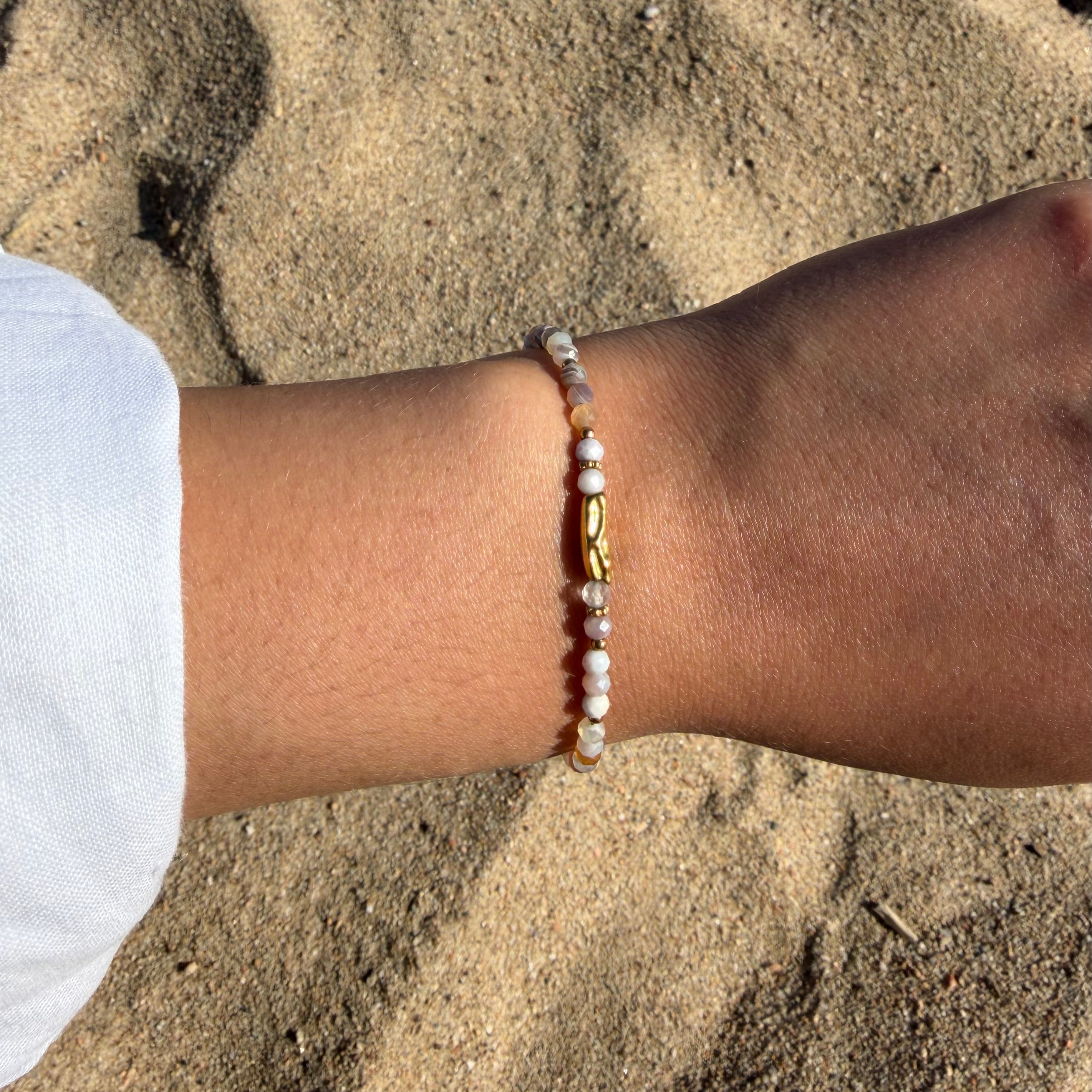 Bracelet "Coraux" Agate Botswana facettée