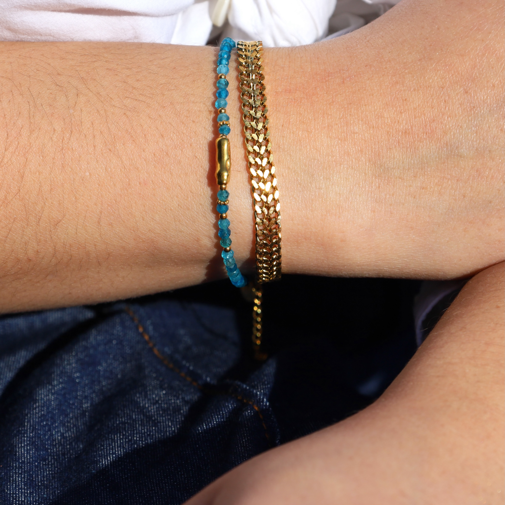 Bracelet "Coraux" Apatite bleue facettée