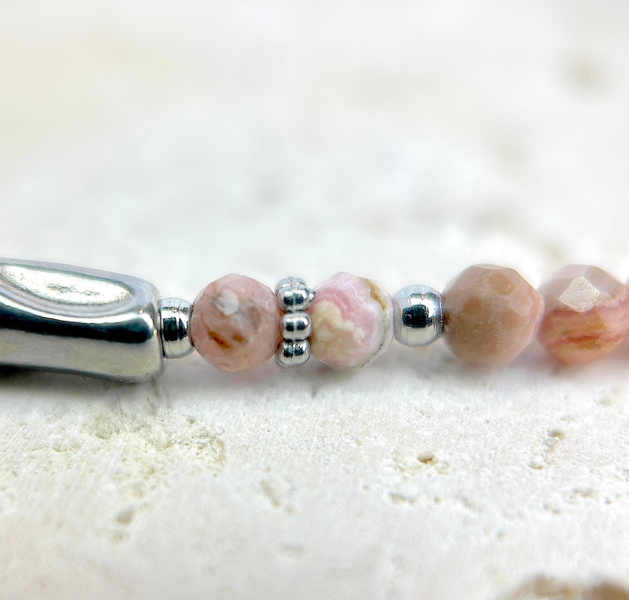 Bracelet "Coraux" Rhodochrosite facettée