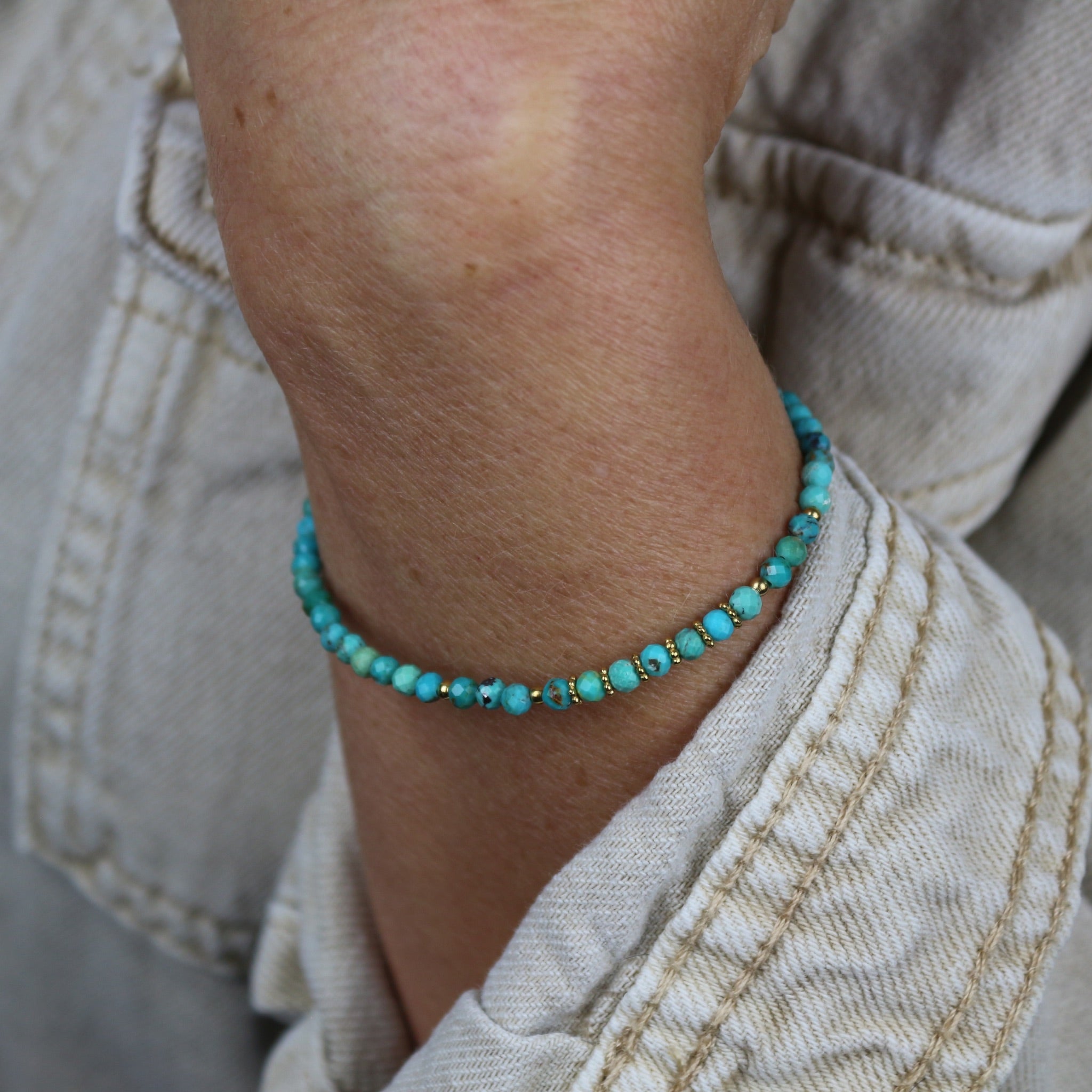 Bracelet "Eveil" Turquoise Hubei facettée