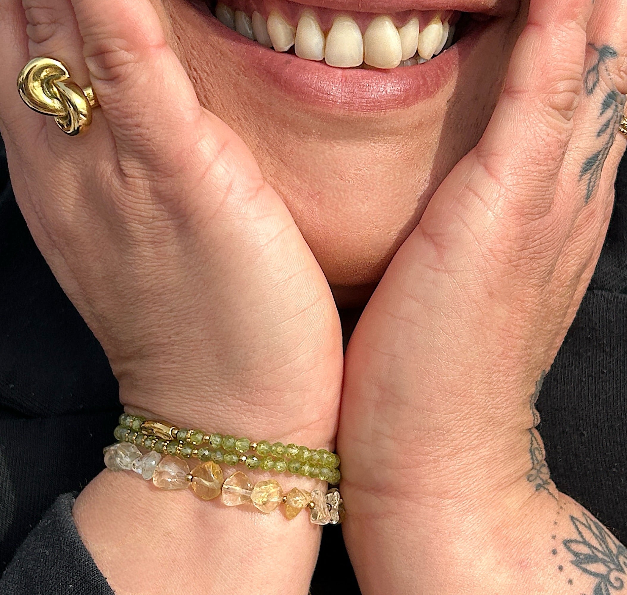 Bracelet "Coraux" Péridot facettée