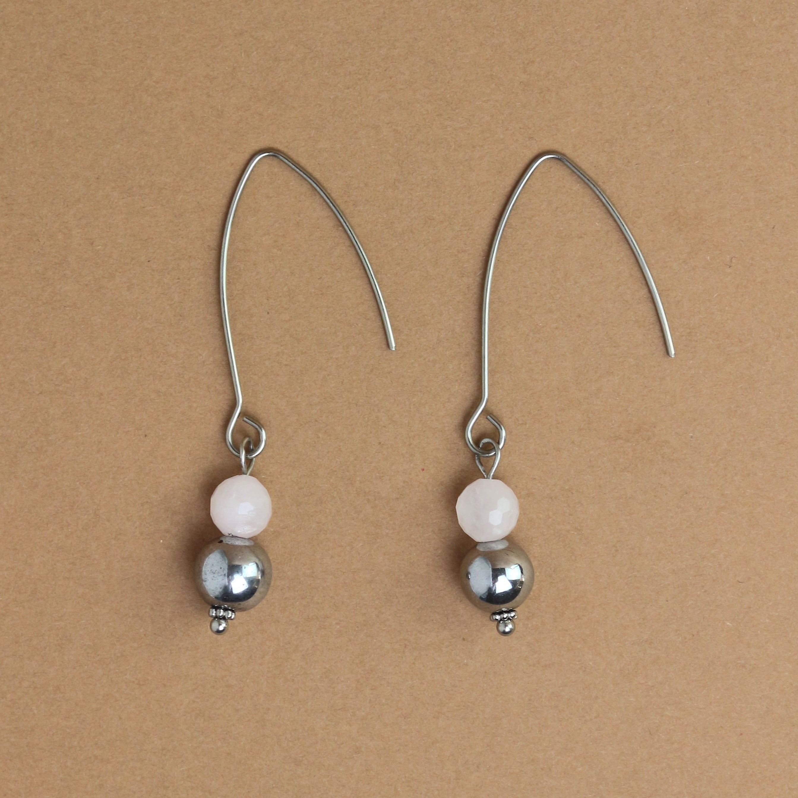 Boucles d'oreilles "Lyne" Quartz rose facetté