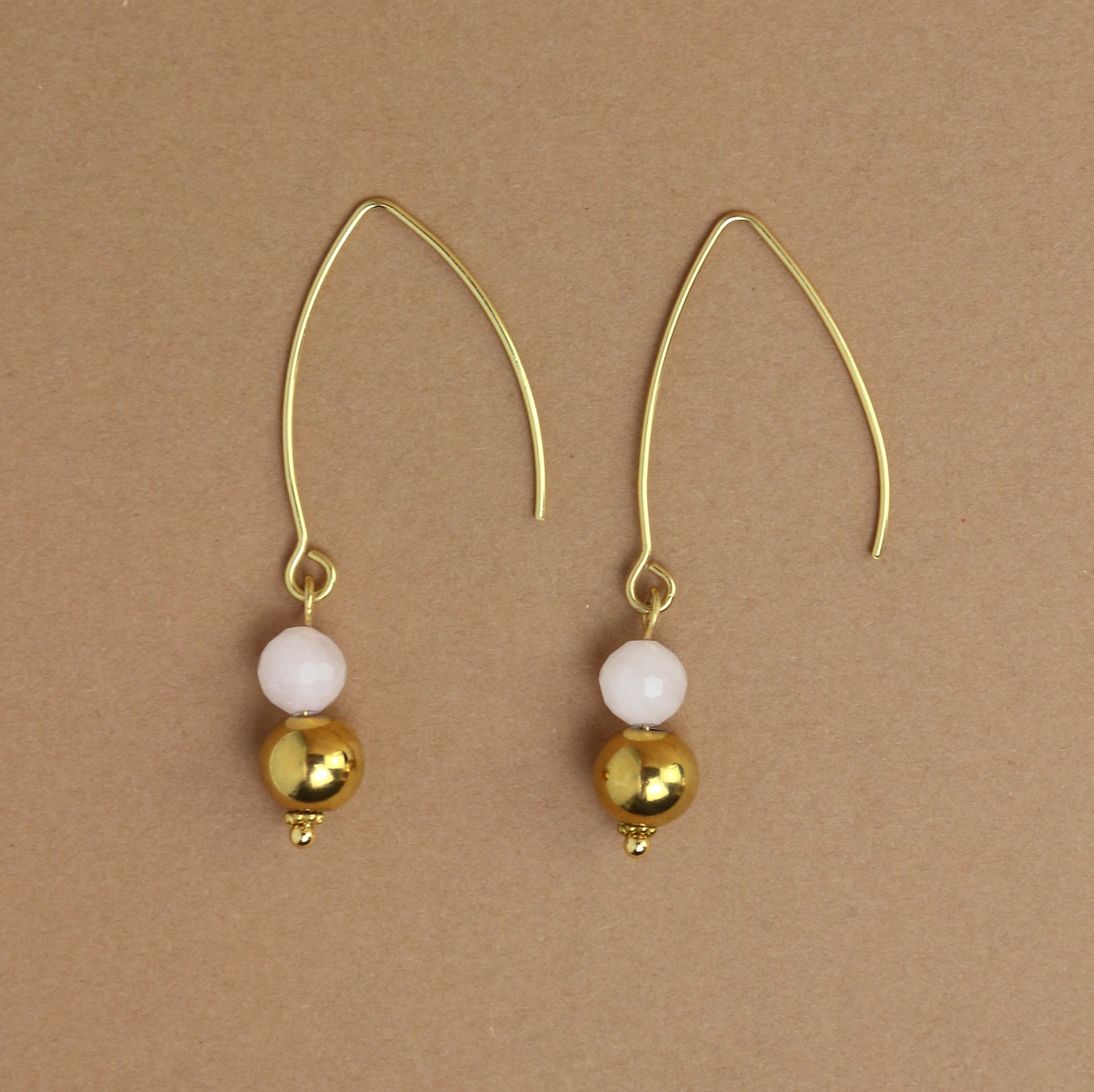 Boucles d'oreilles "Lyne" Quartz rose facetté