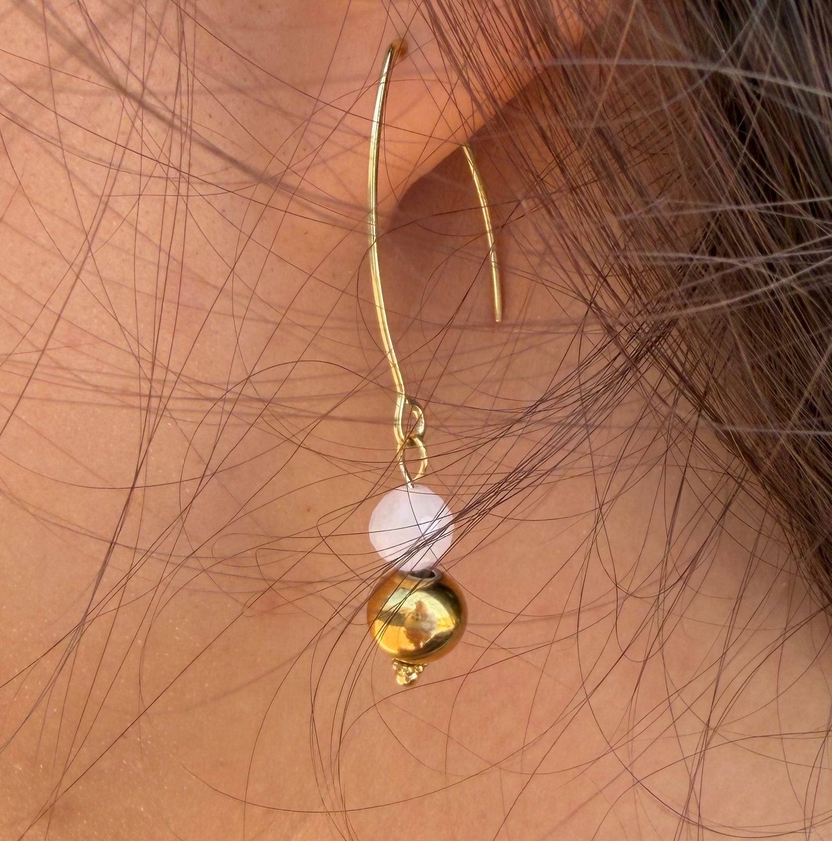 Boucles d'oreilles "Lyne" Quartz rose facetté