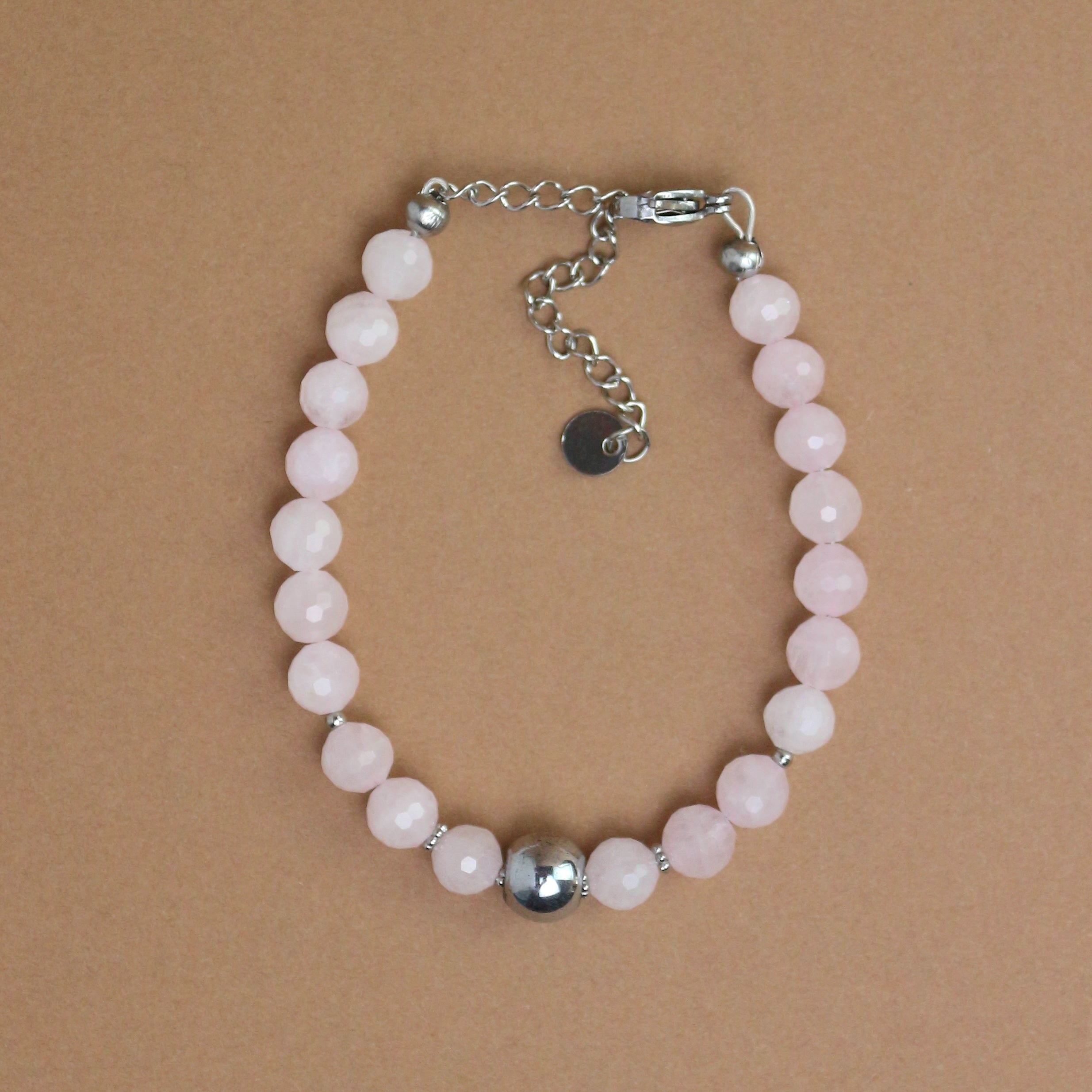 Bracelet "Lyne" Quartz rose facetté