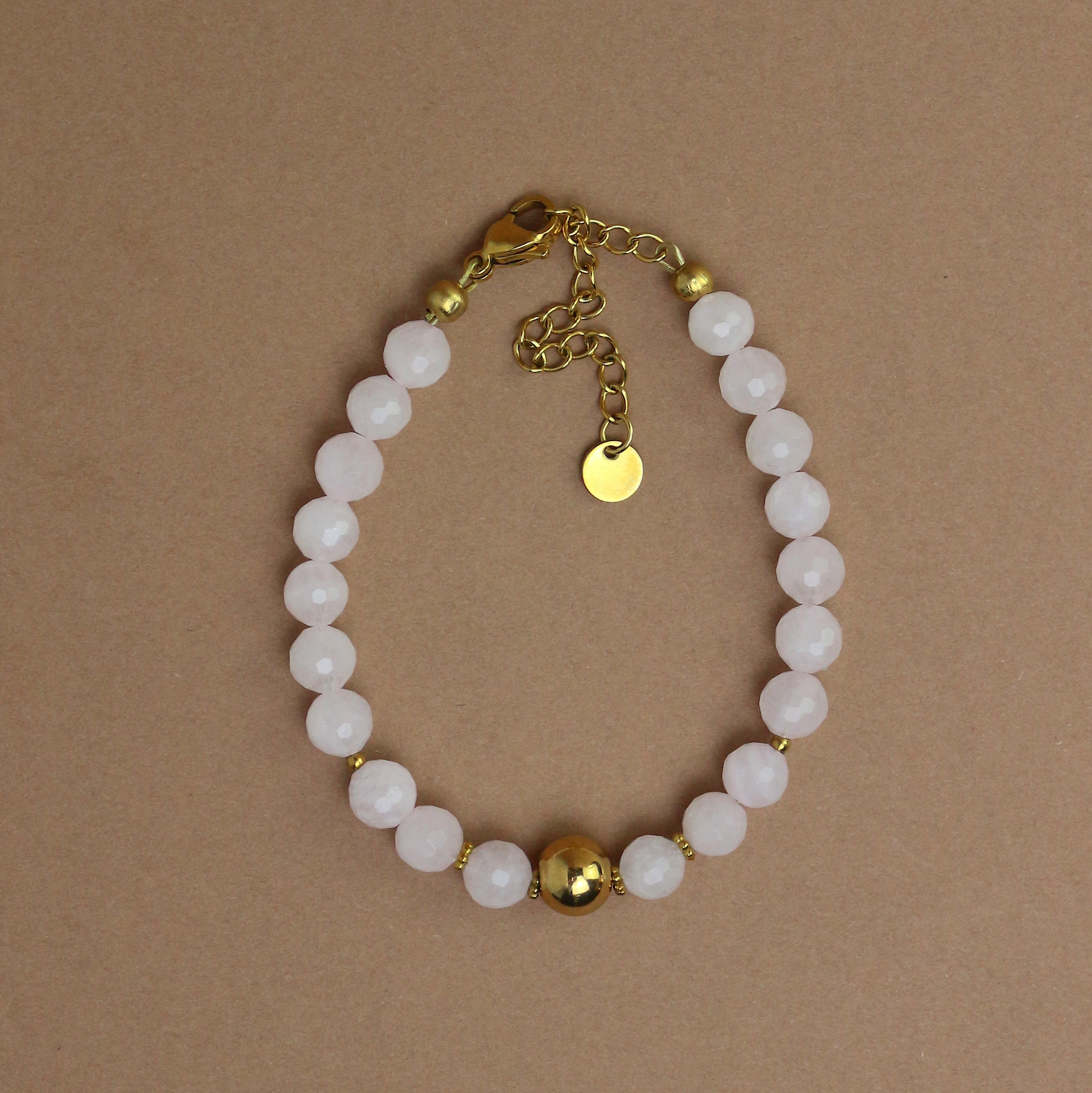 Bracelet "Lyne" Quartz rose facetté