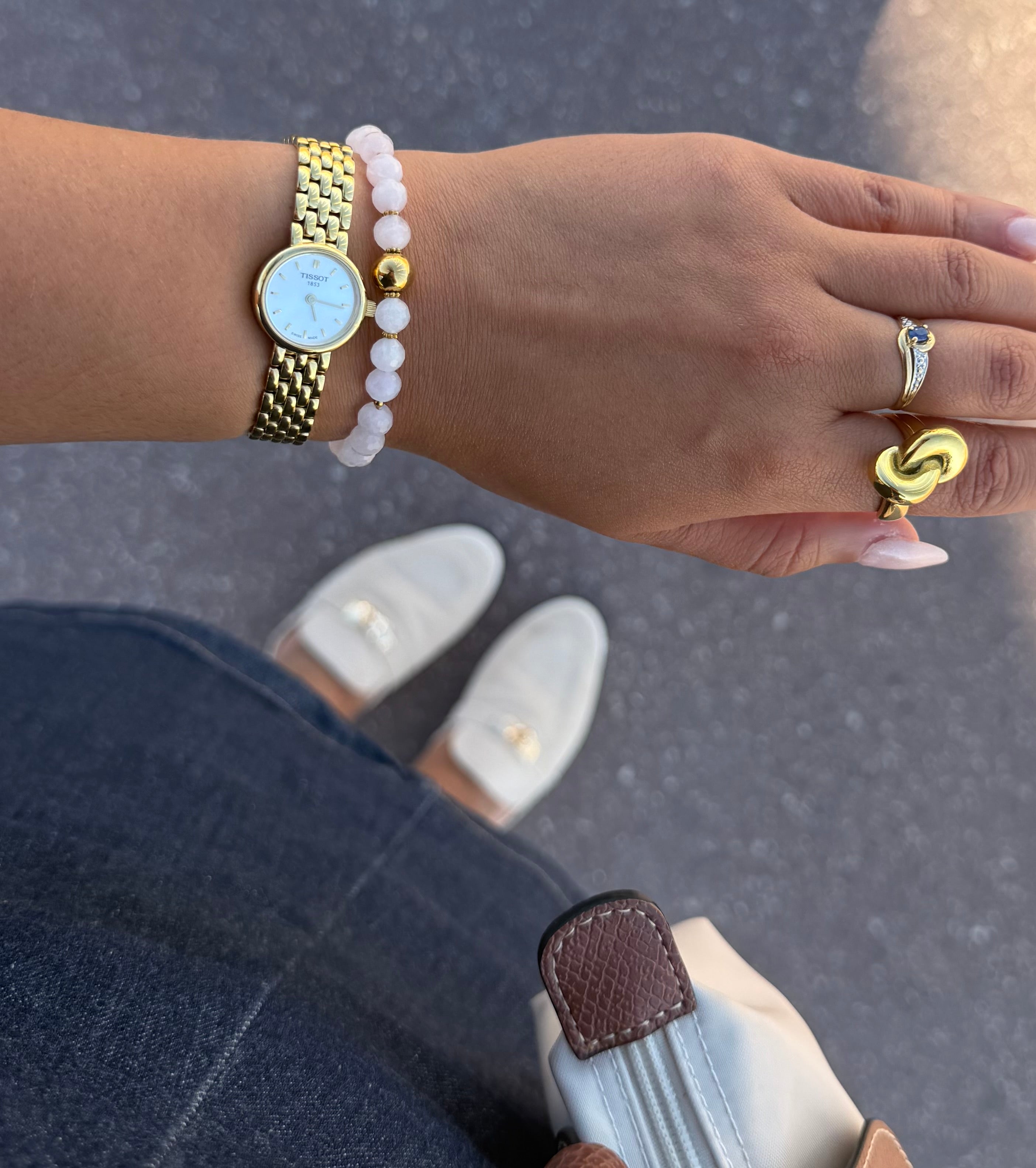 Bracelet "Lyne" Quartz rose facetté