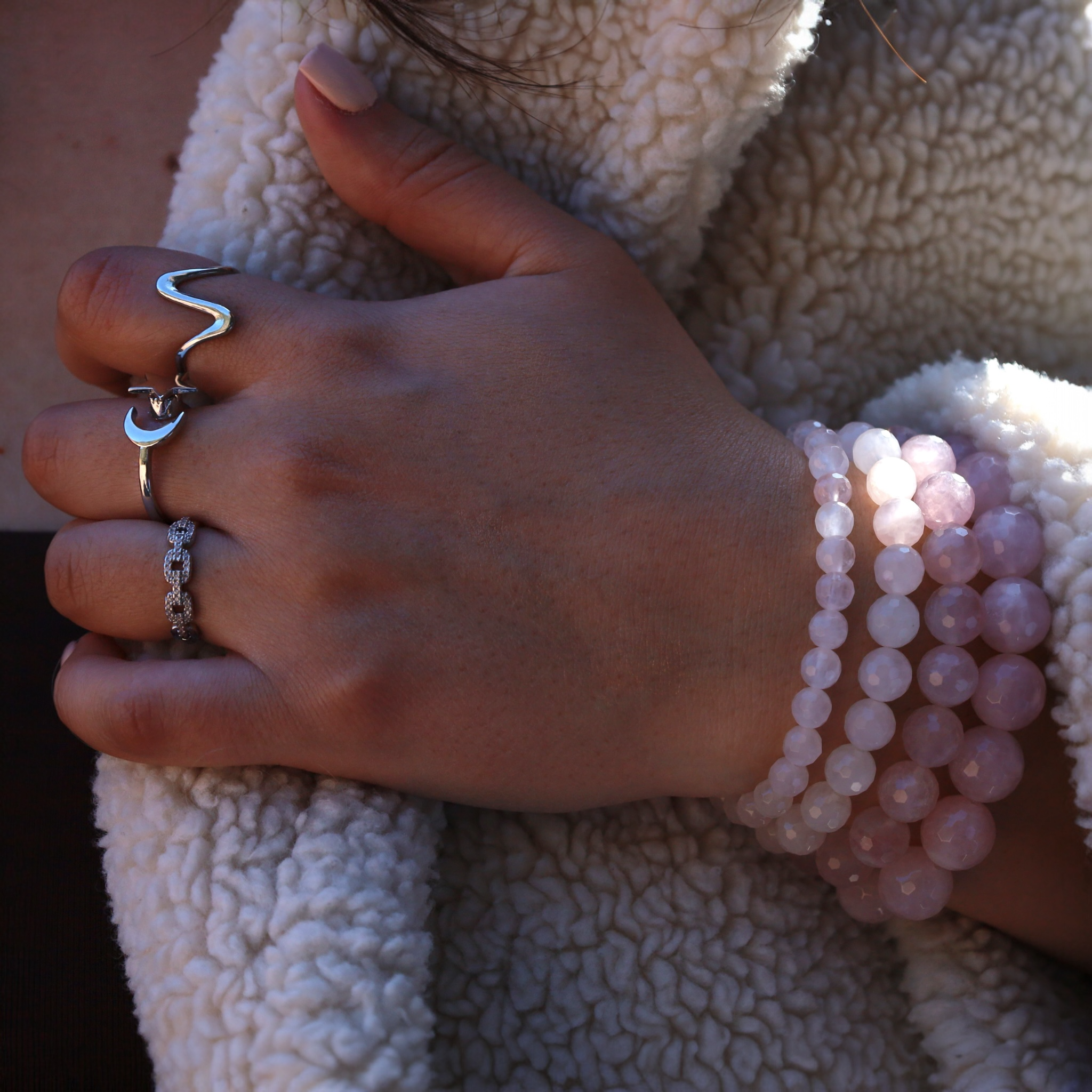 Bracelet "Essentiel" Quartz rose facetté