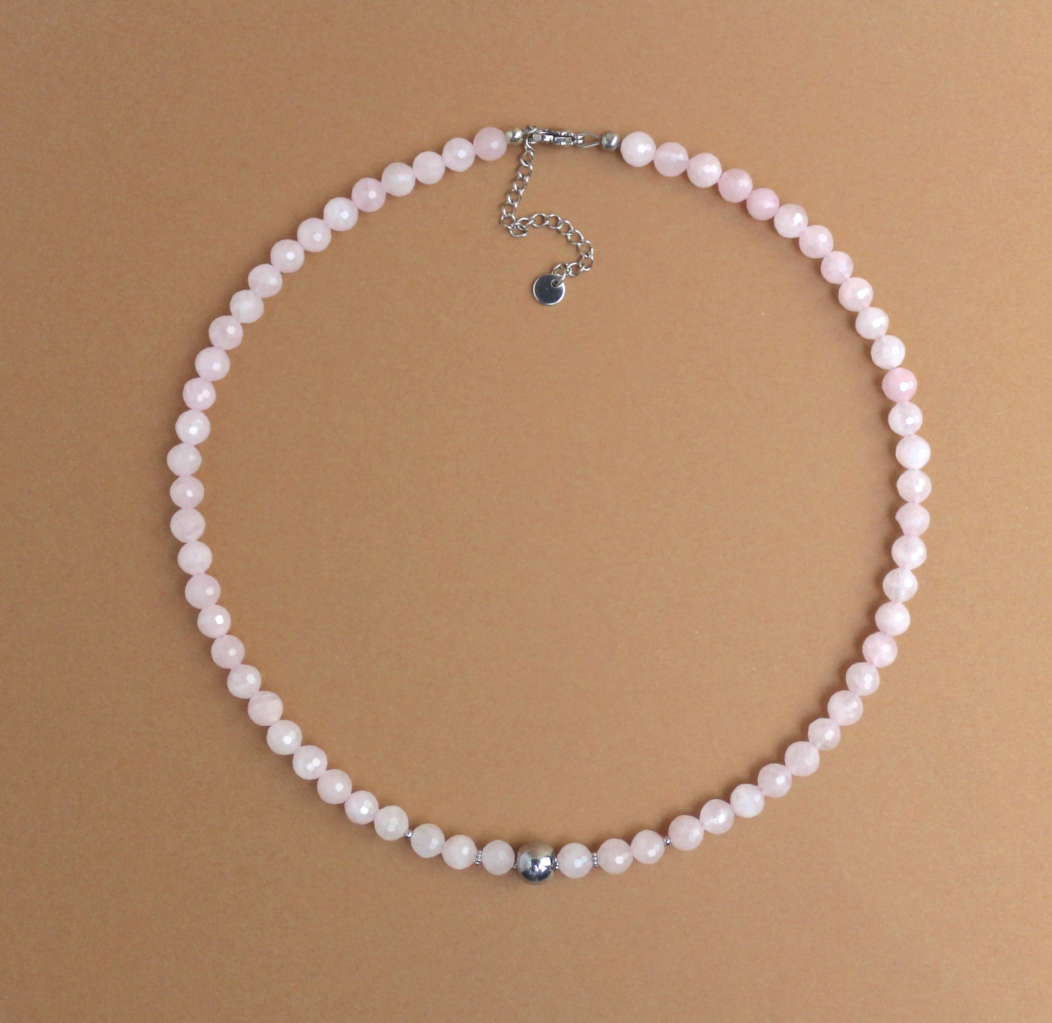 Collier "Lyne" Quartz rose facetté