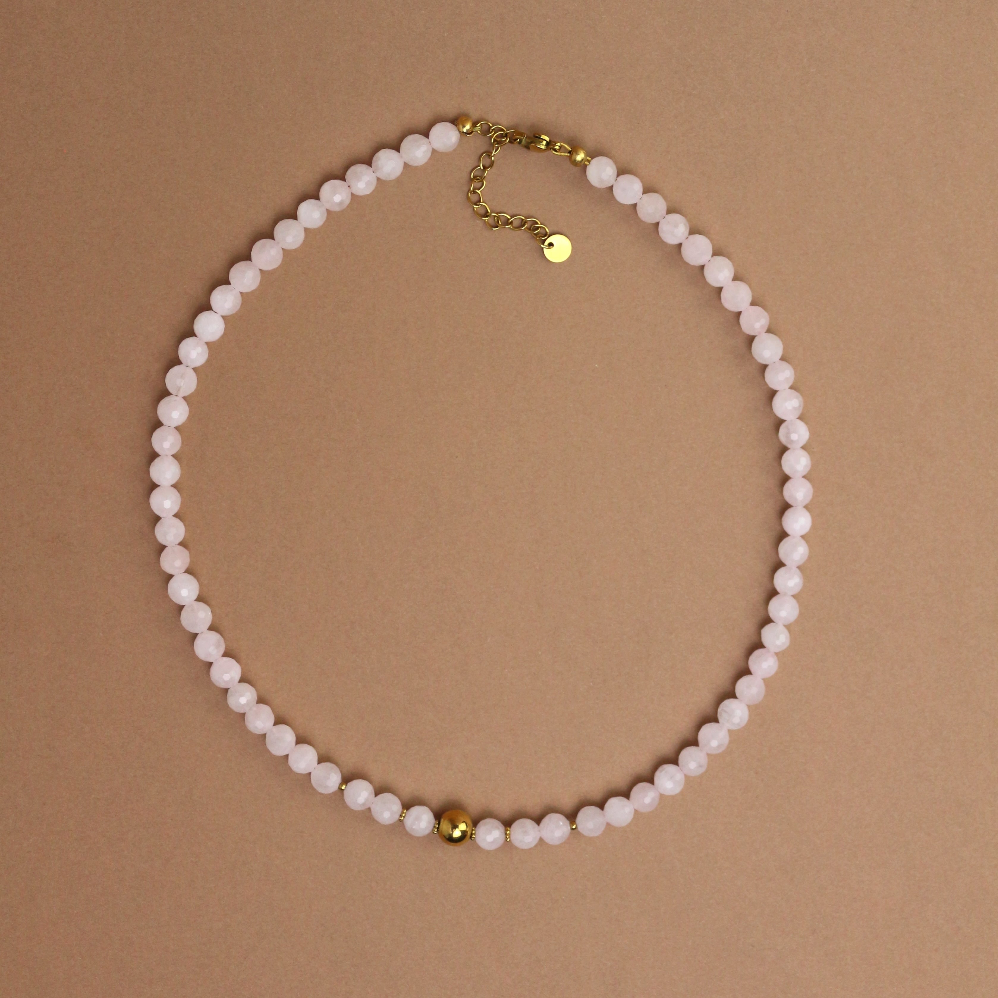 Collier "Lyne" Quartz rose facetté