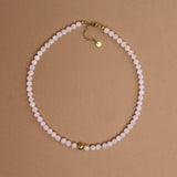 Collier "Lyne" Quartz rose facetté