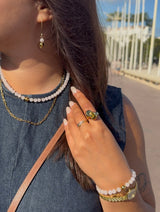 Collier "Lyne" Quartz rose facetté