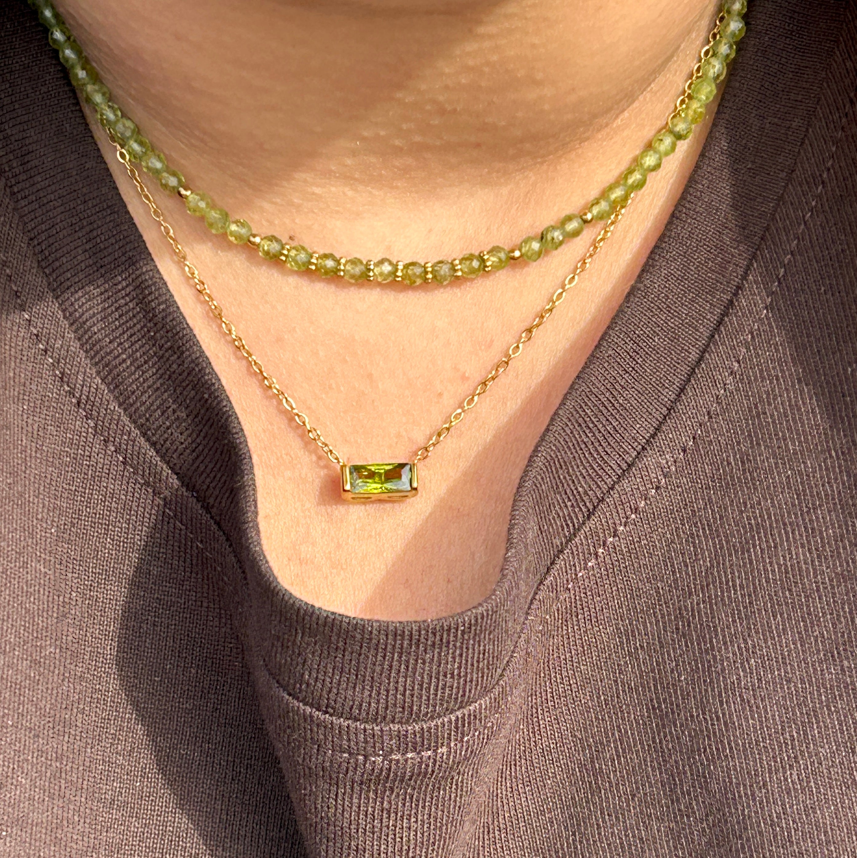 Collier "Eveil" Péridot facettée