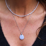 Pendentif Goutte Calcédoine bleue
