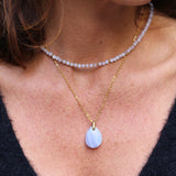 Pendentif Goutte Calcédoine bleue