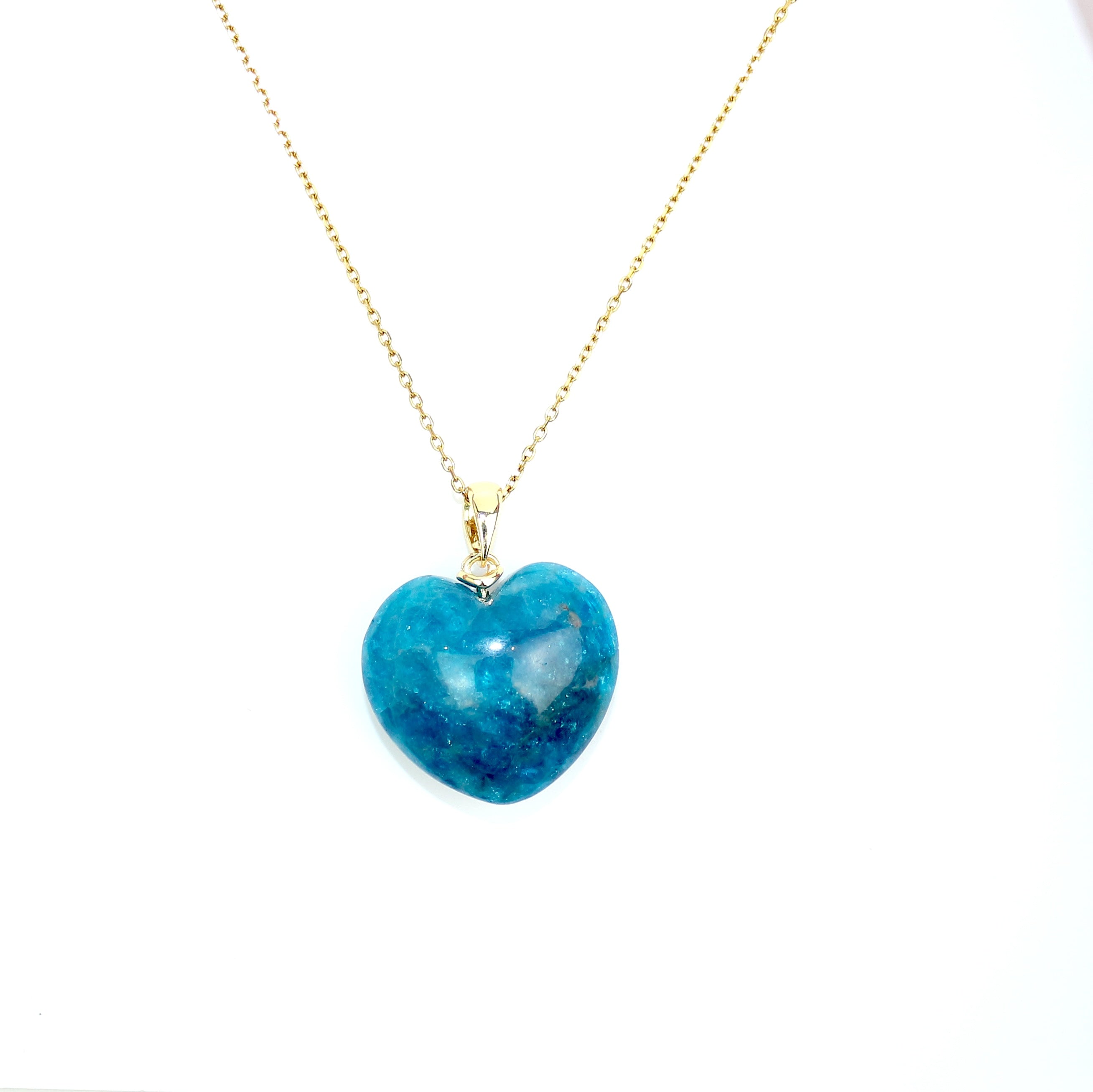 Pendentif Coeur Apatite bleue