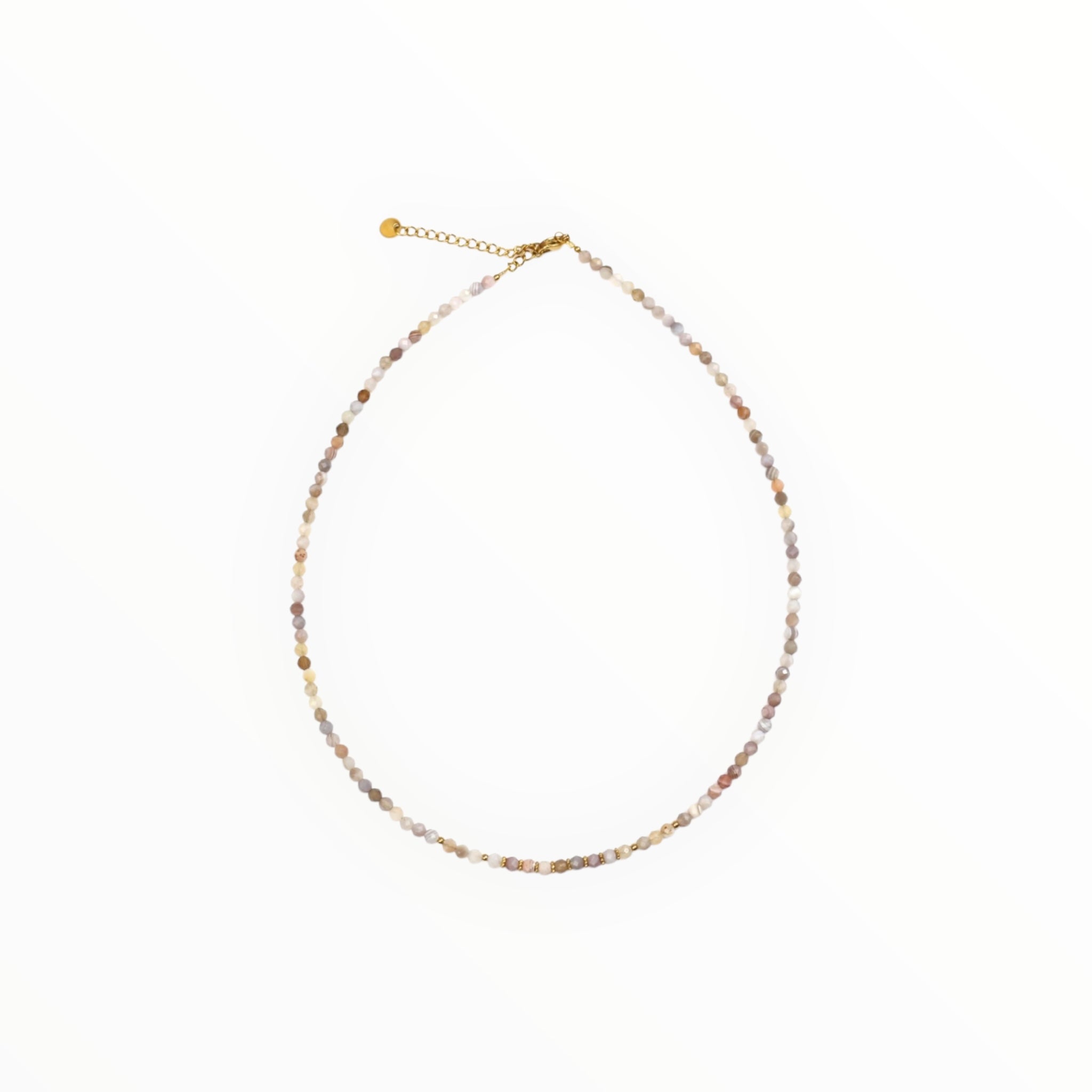 Collier "Eveil" Agate Botswana facettée