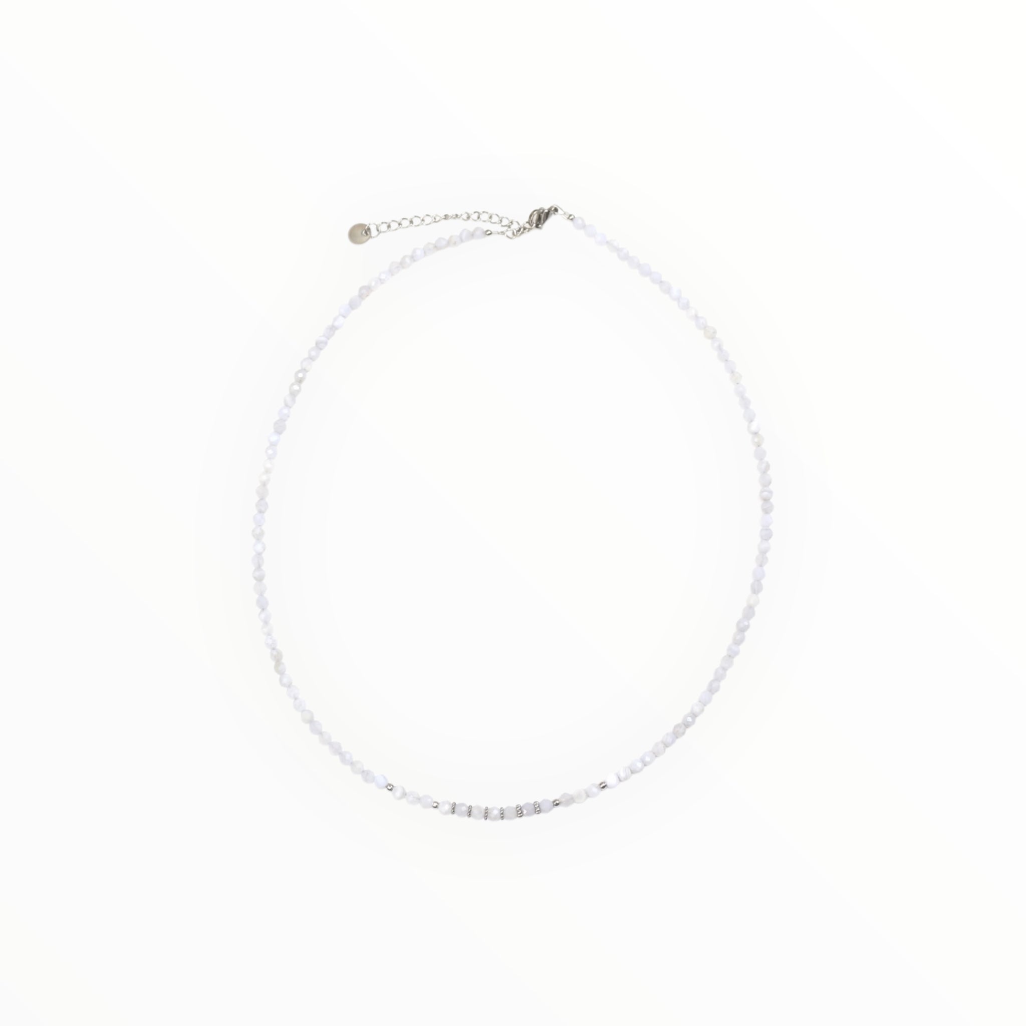 Collier "Eveil" Calcédoine bleue facettée