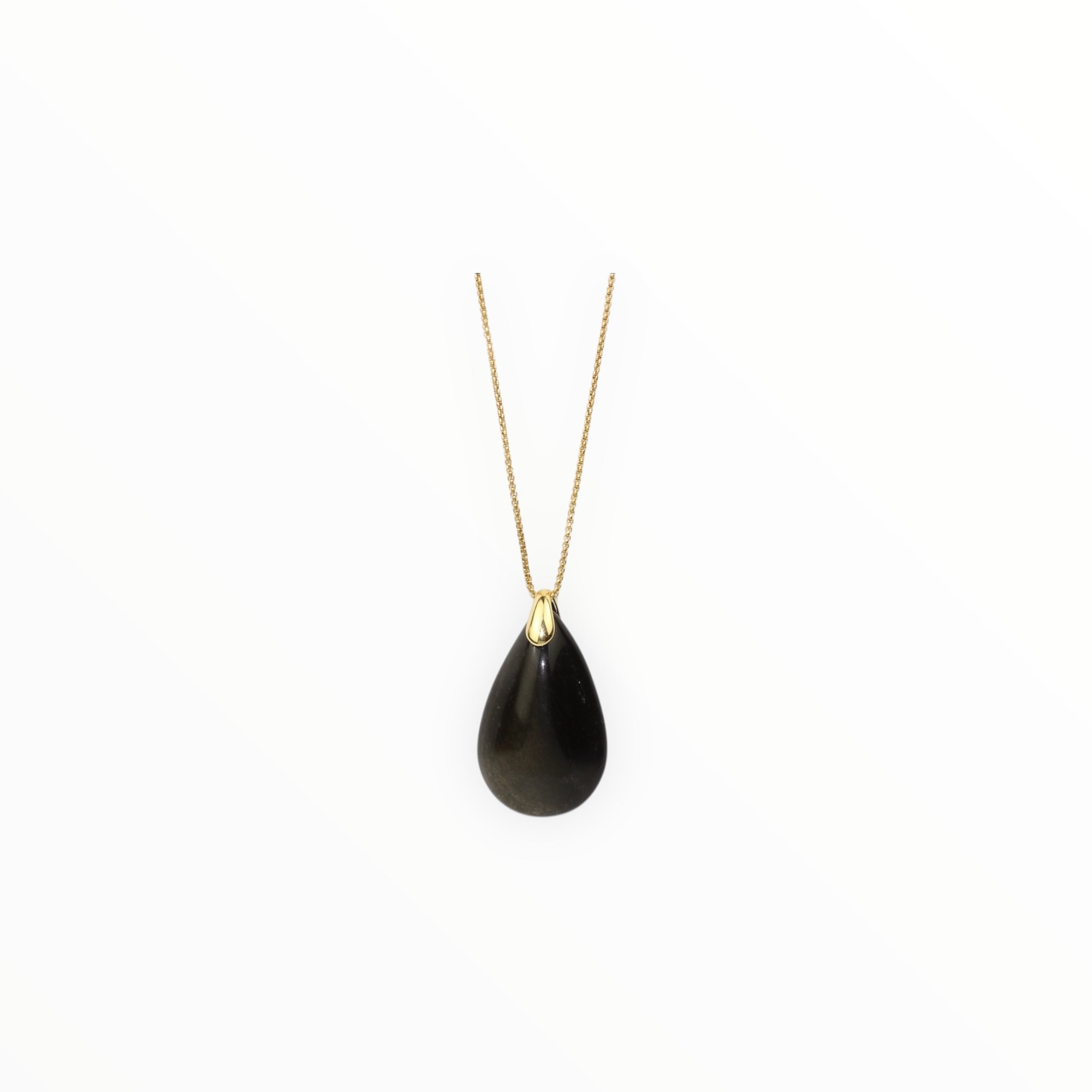 Pendentif Goutte Obsidienne dorée