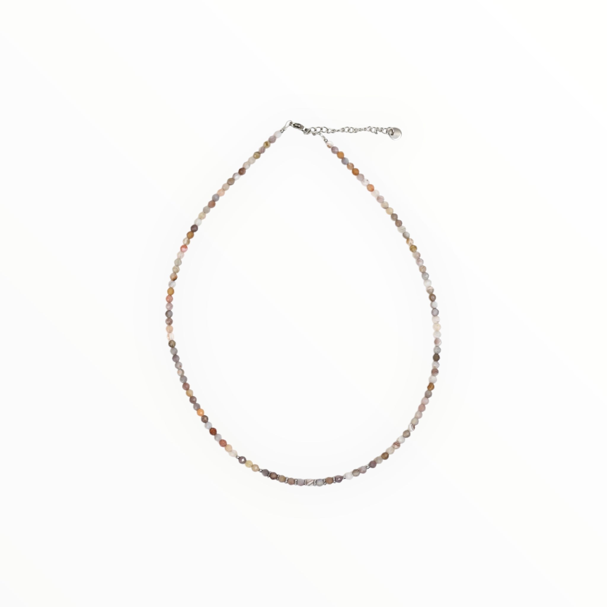 Collier "Eveil" Agate Botswana facettée