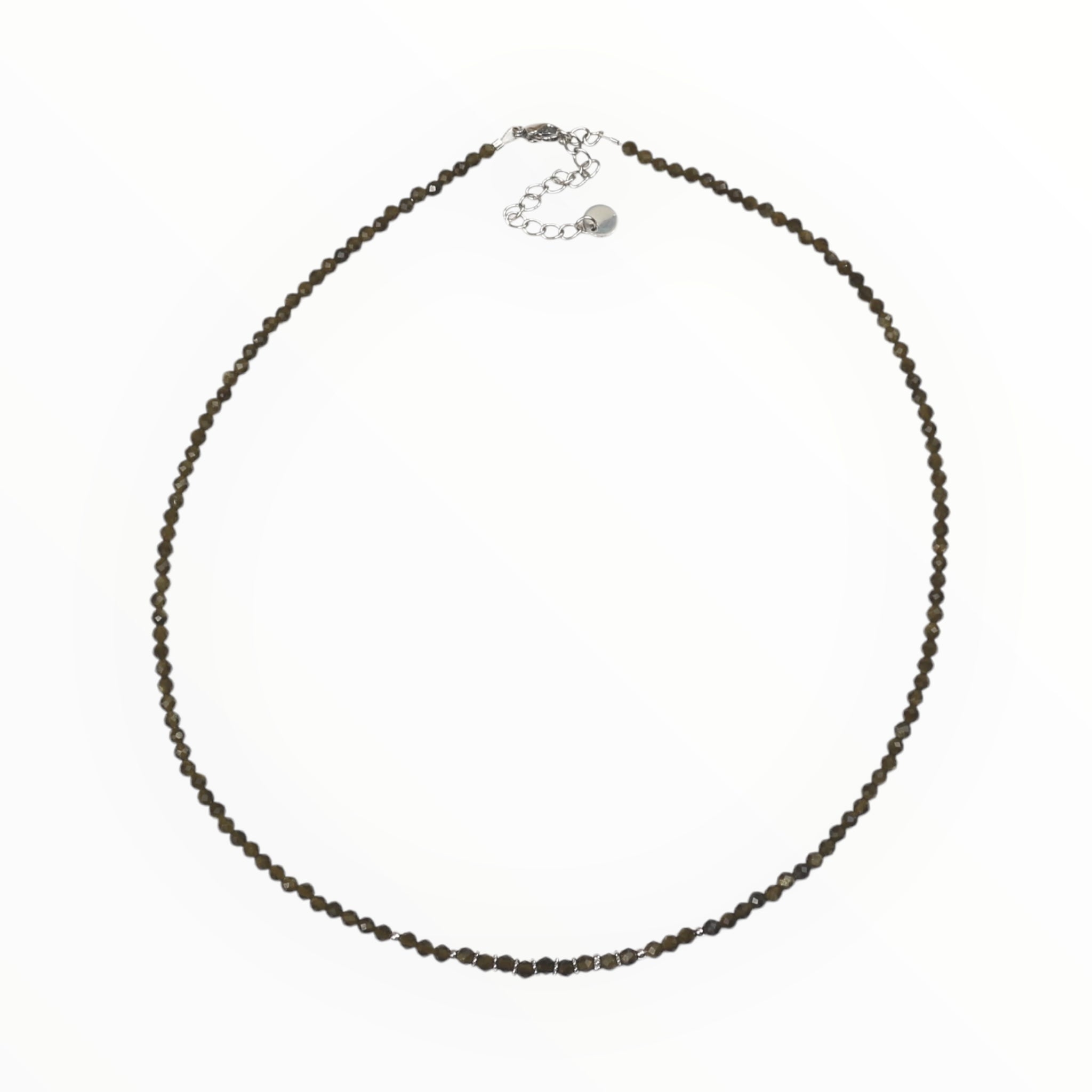 Collier "Eveil" Obsidienne dorée facettée
