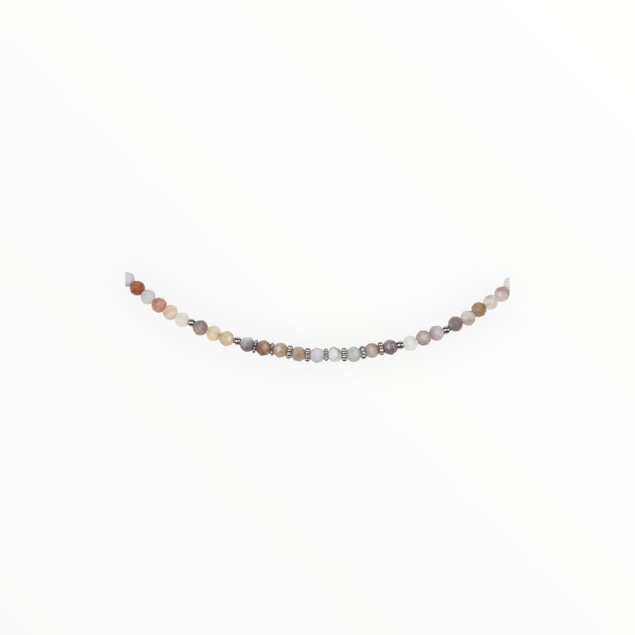 Collier "Eveil" Agate Botswana facettée