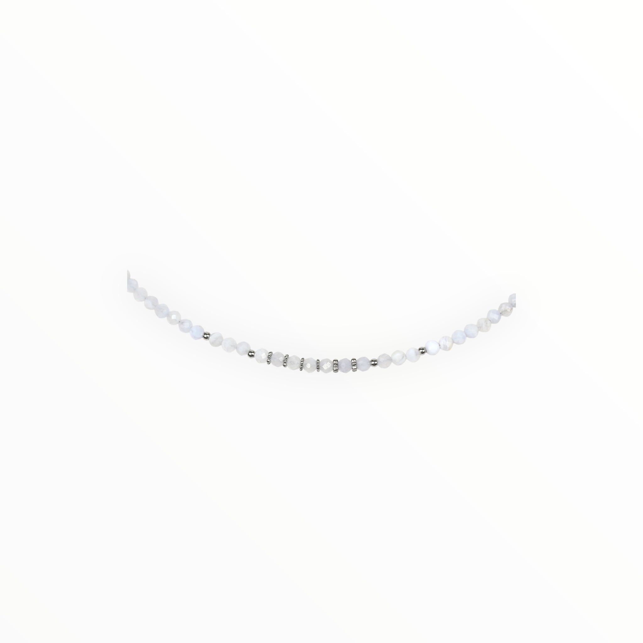 Collier "Eveil" Calcédoine bleue facettée
