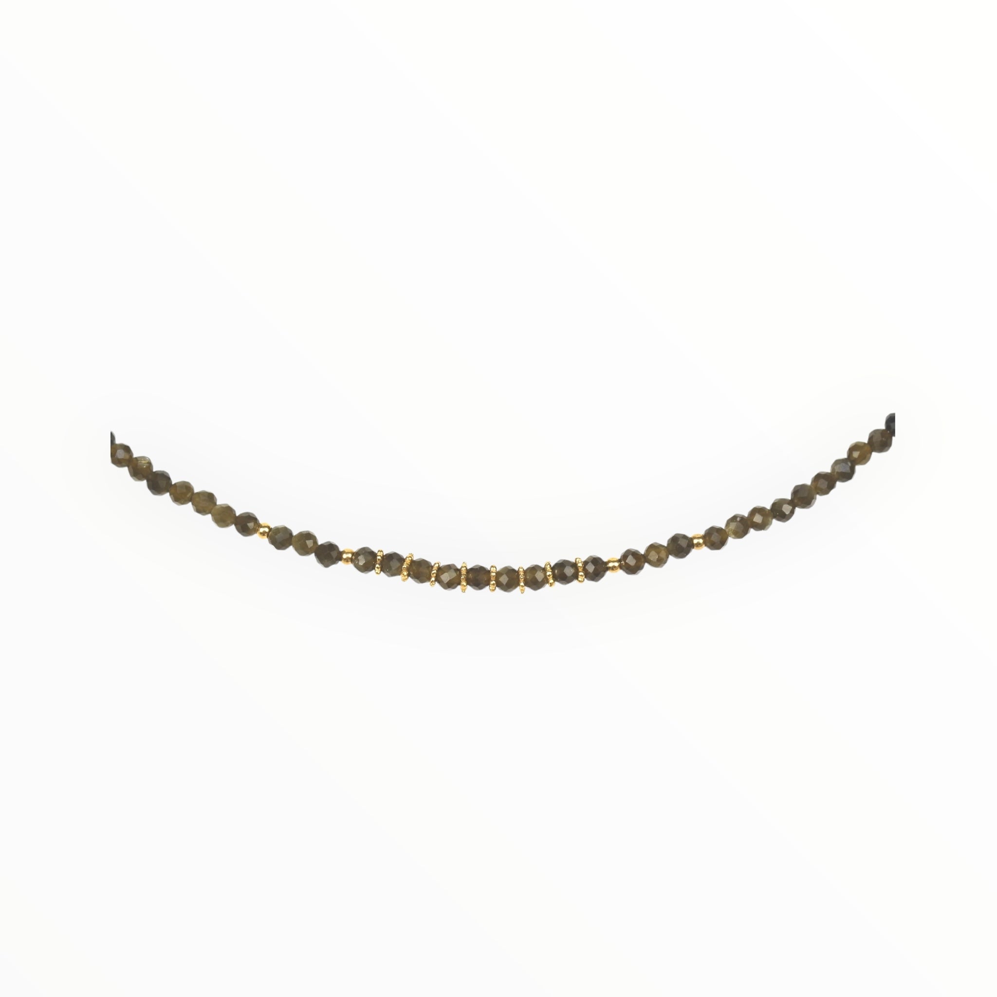 Collier "Eveil" Obsidienne dorée facettée