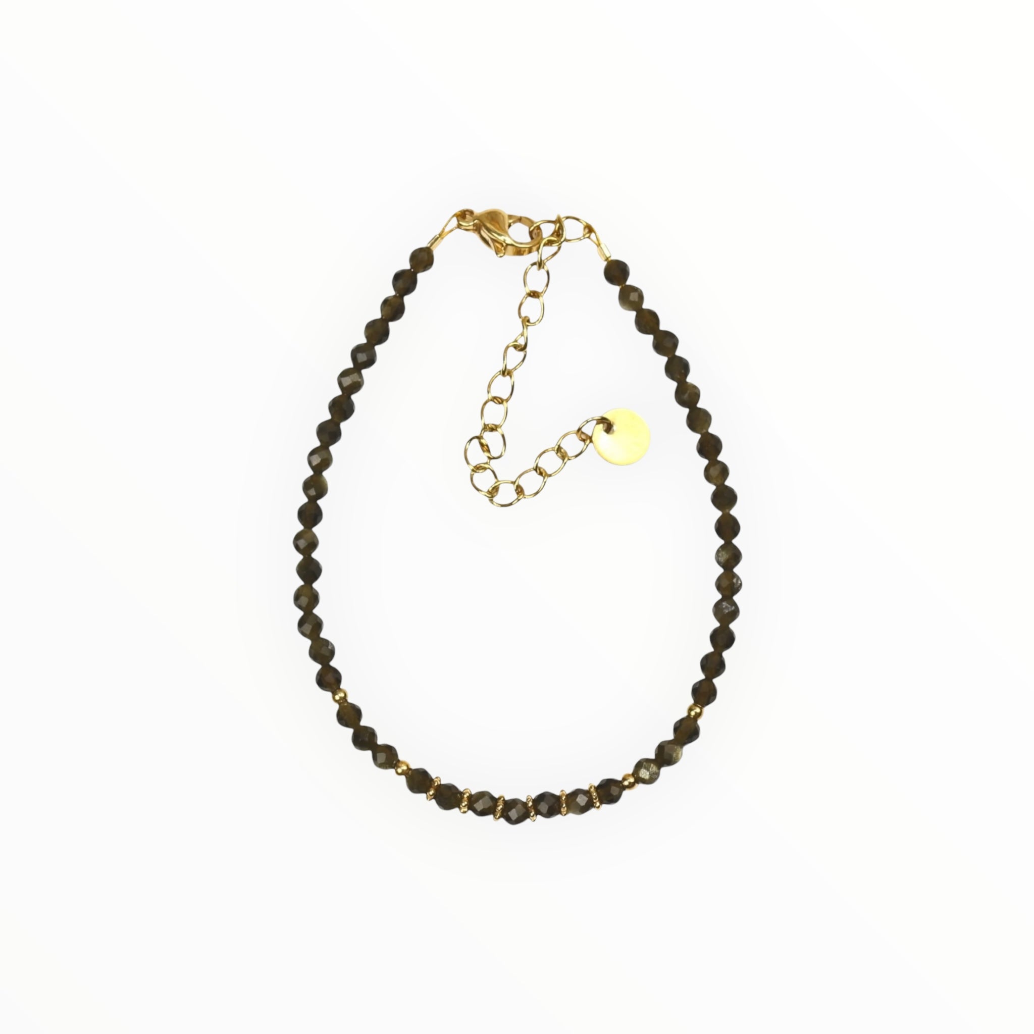 Bracelet "Eveil" Obsidienne dorée facettée