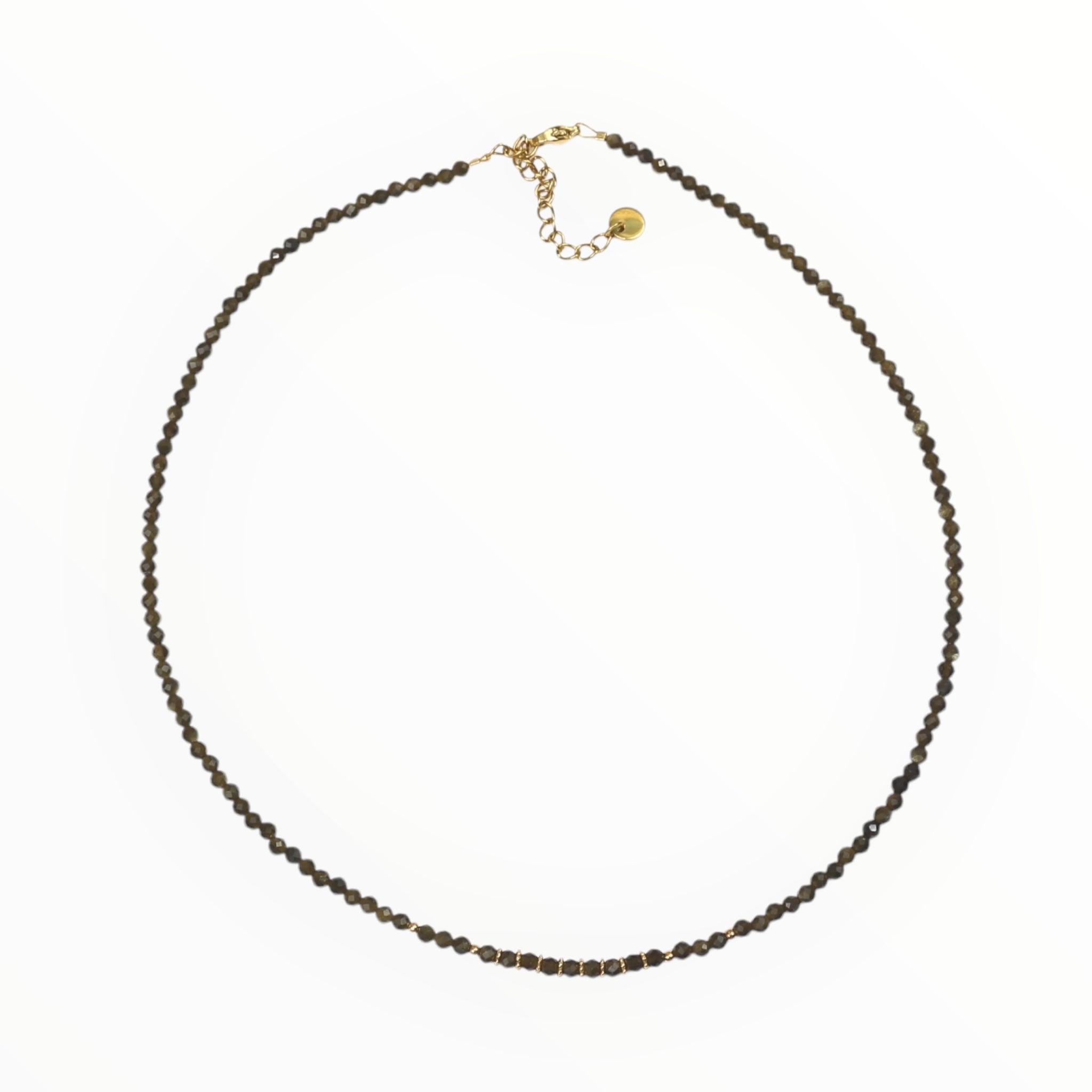 Collier "Eveil" Obsidienne dorée facettée