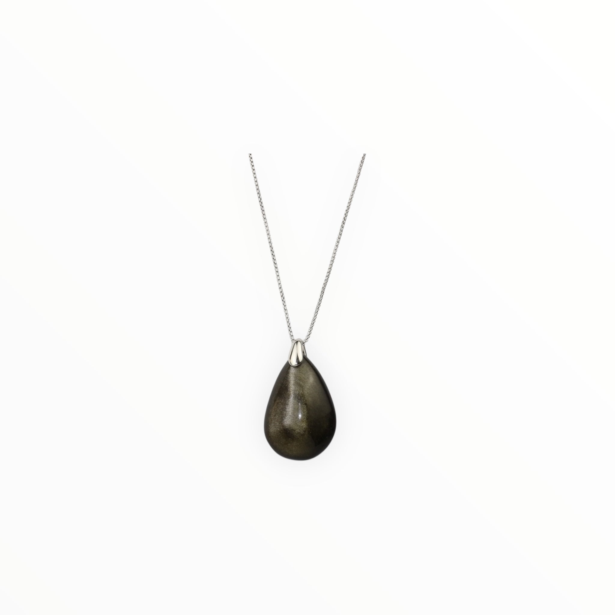 Pendentif Goutte Obsidienne dorée