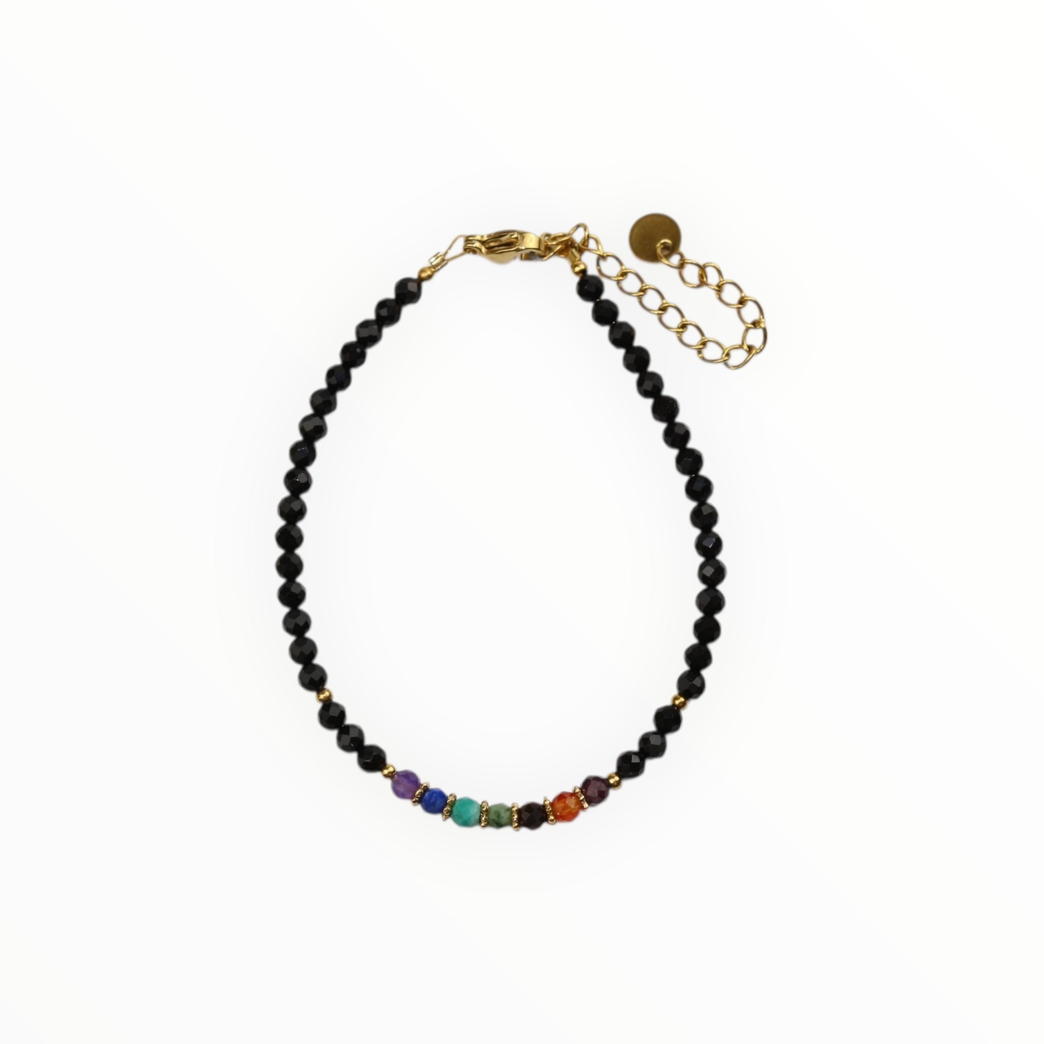 Bracelet "Eveil 7 Chakras" Onyx facetté