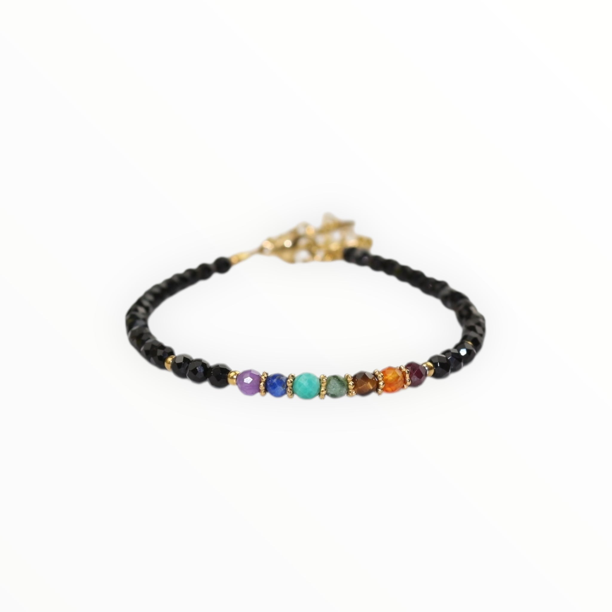 Bracelet "Eveil 7 Chakras" Onyx facetté