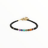 Bracelet "Eveil 7 Chakras" Onyx facetté