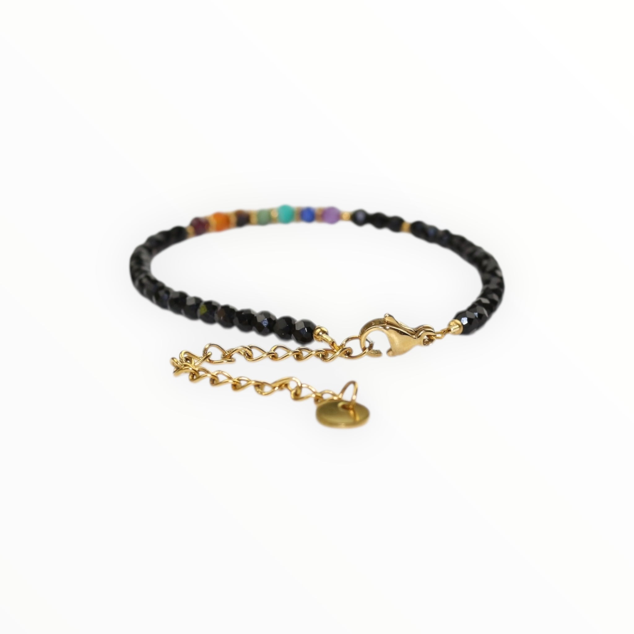 Bracelet "Eveil 7 Chakras" Onyx facetté