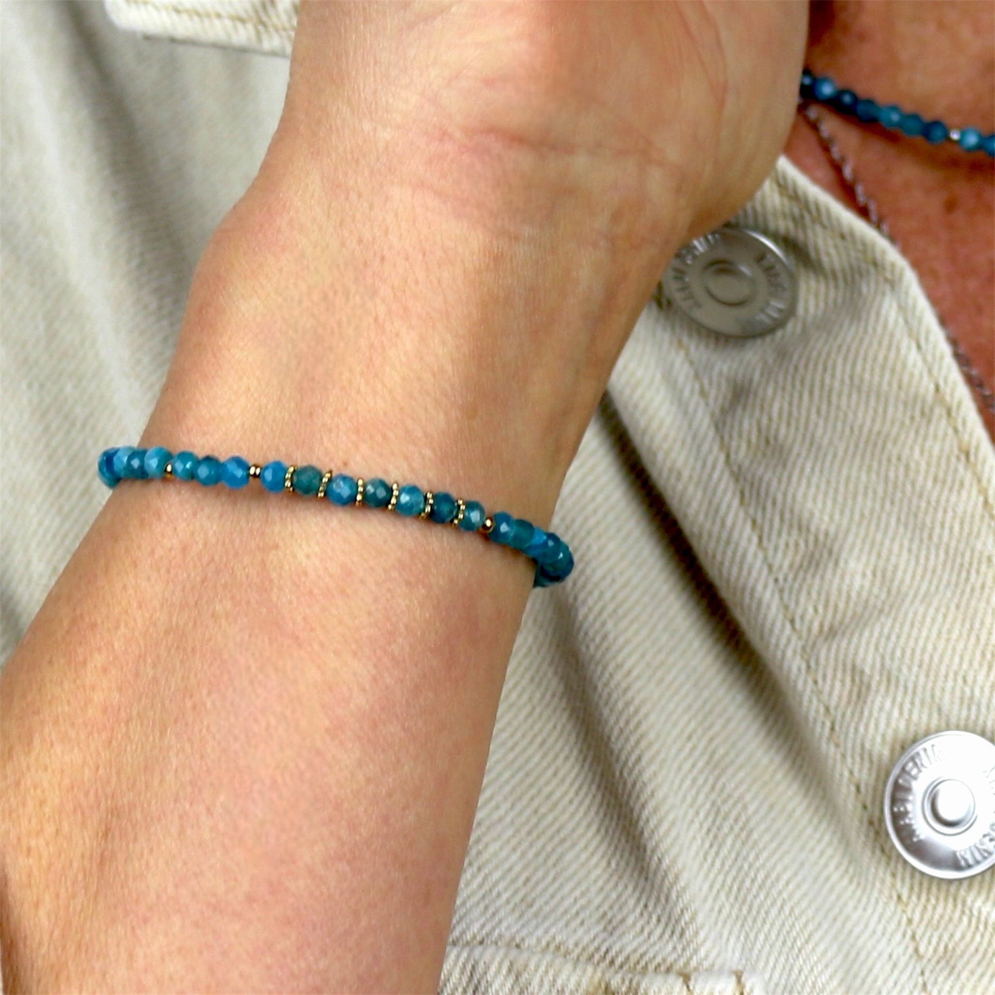 Bracelet "Eveil" Apatite bleue facettée
