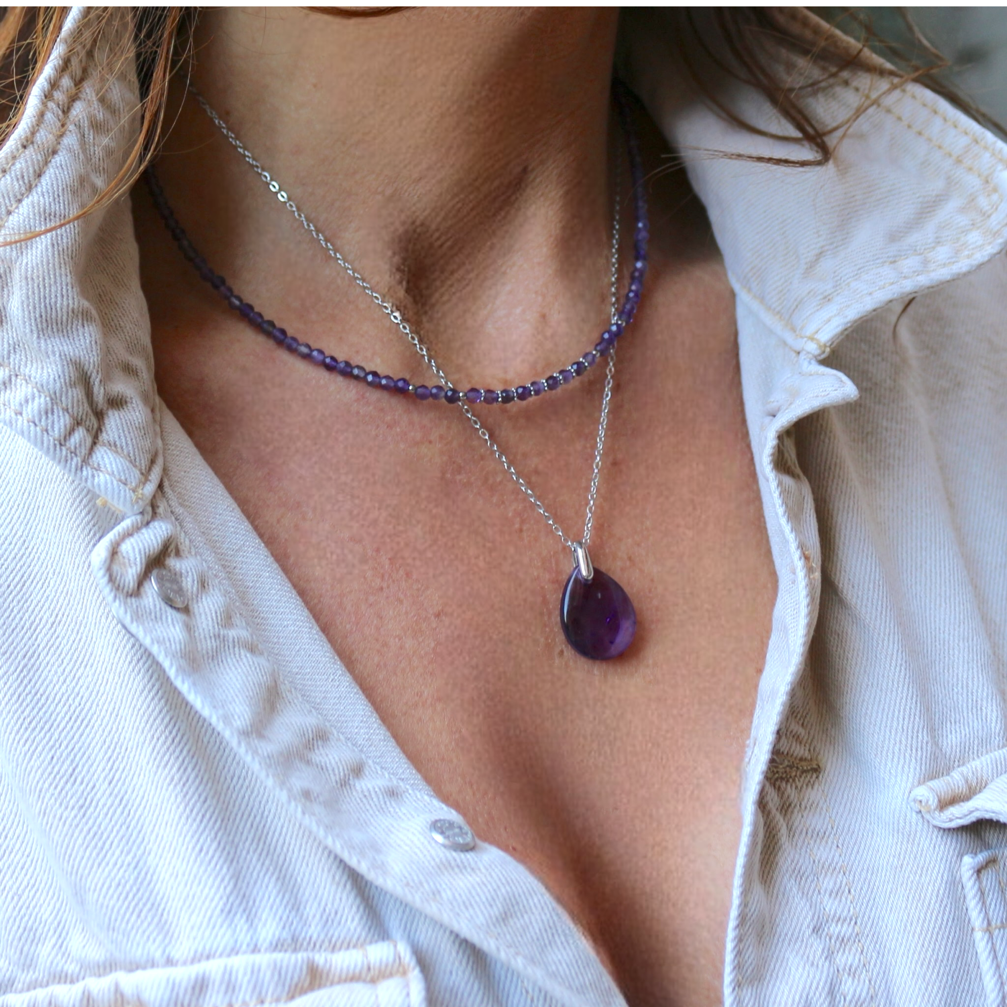 Collier "Eveil" Améthyste facettée