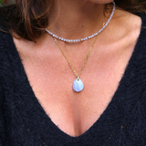 Collier "Eveil" Calcédoine bleue facettée