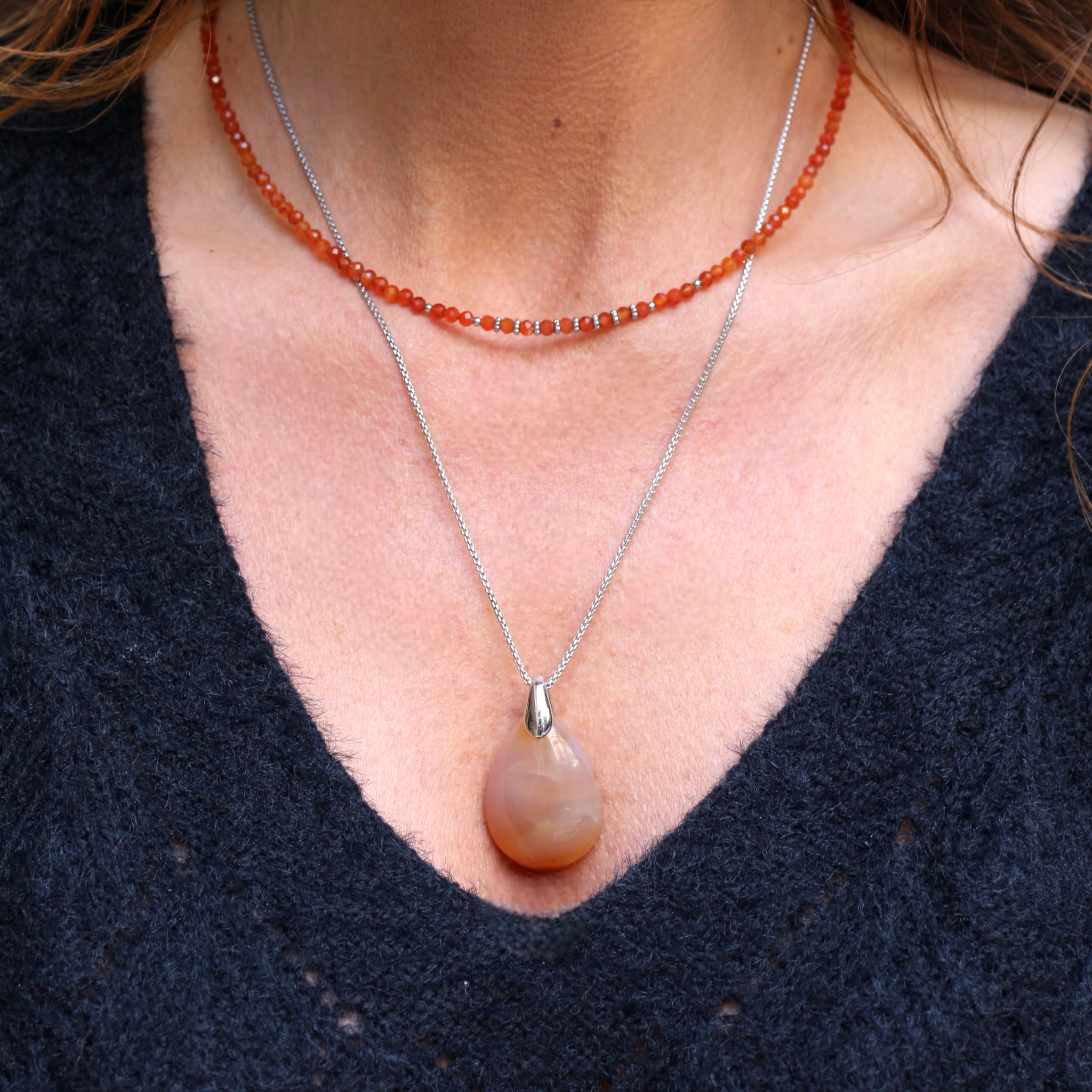 Collier "Eveil" Cornaline facettée