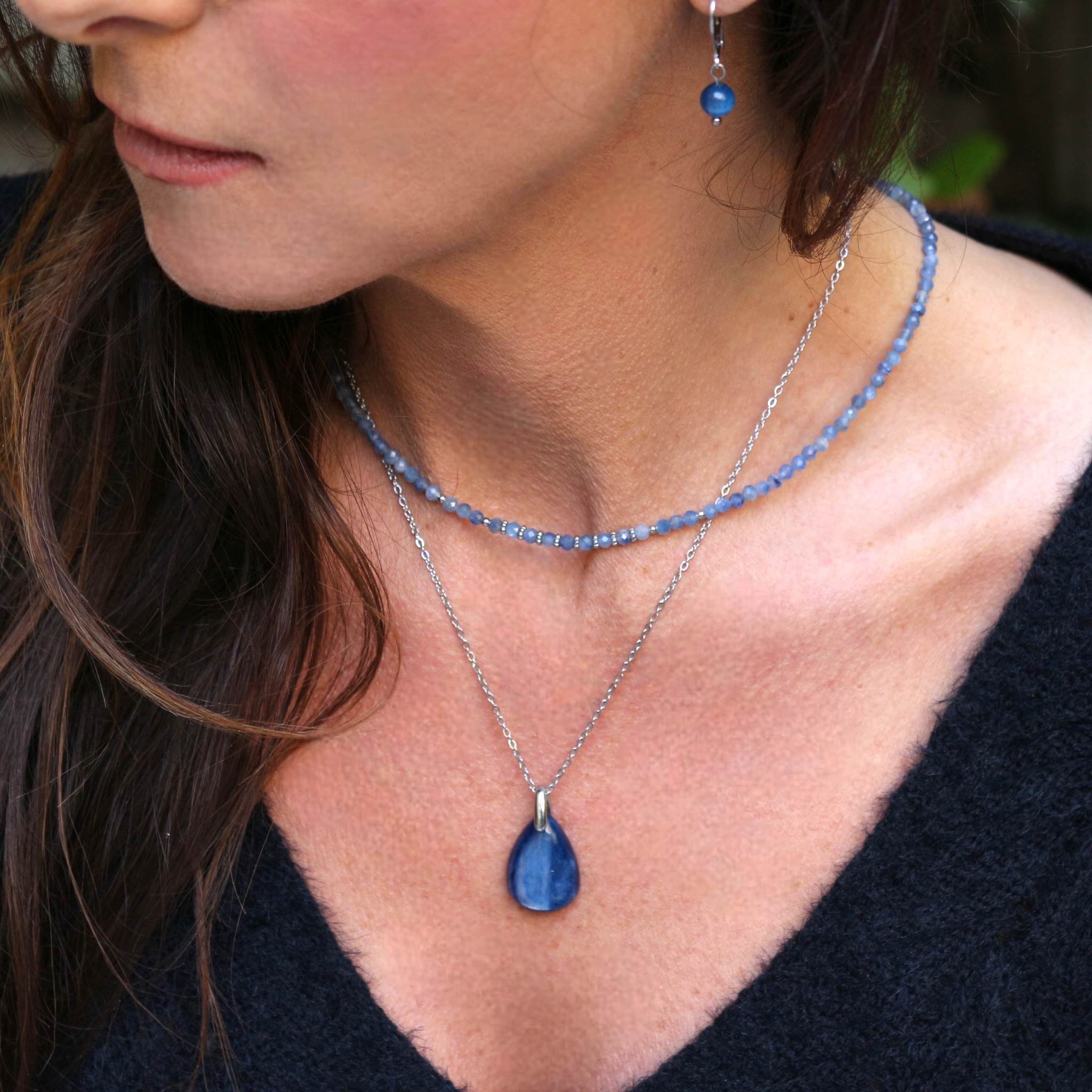 Collier "Eveil" Cyanite facettée