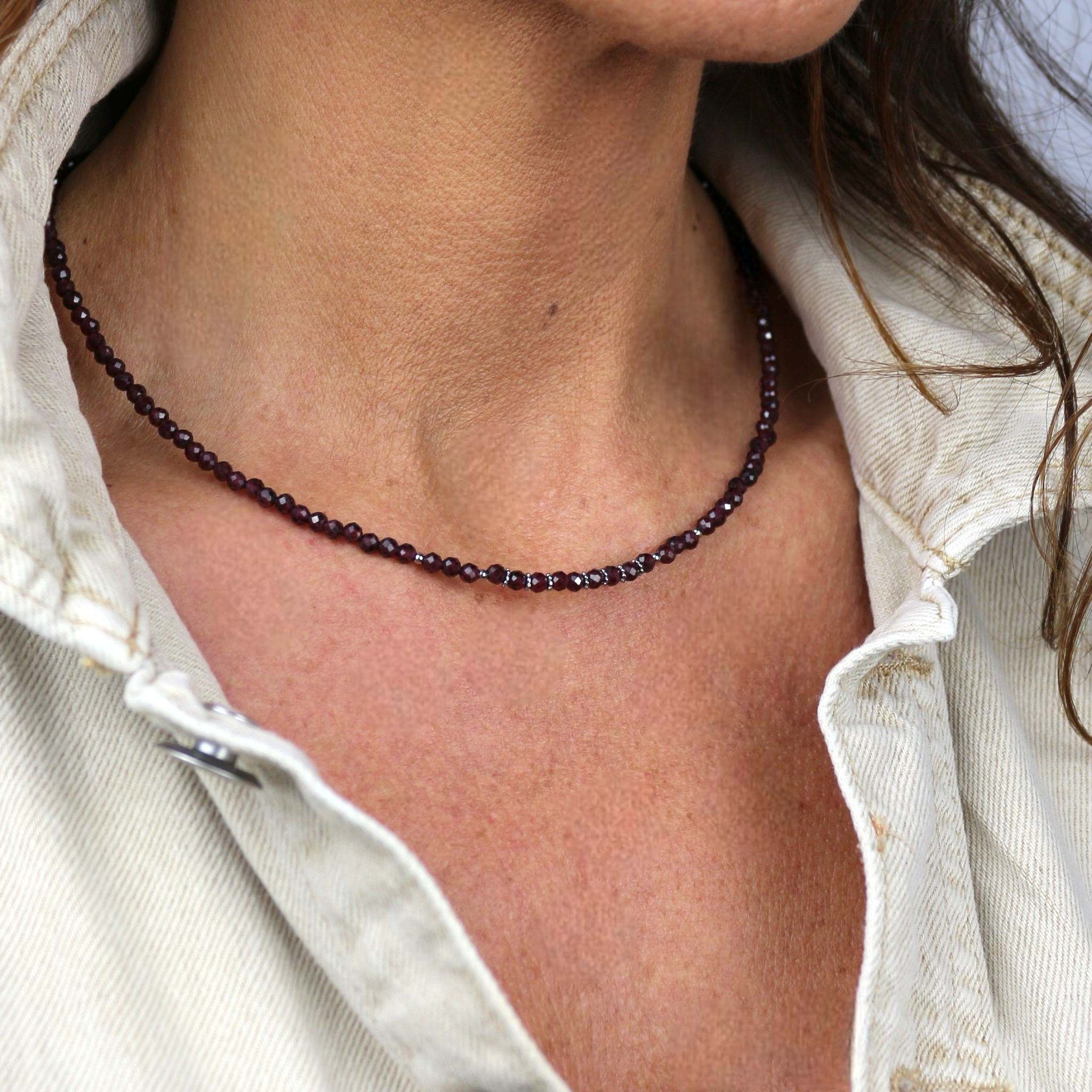 Collier "Eveil" Grenat facetté