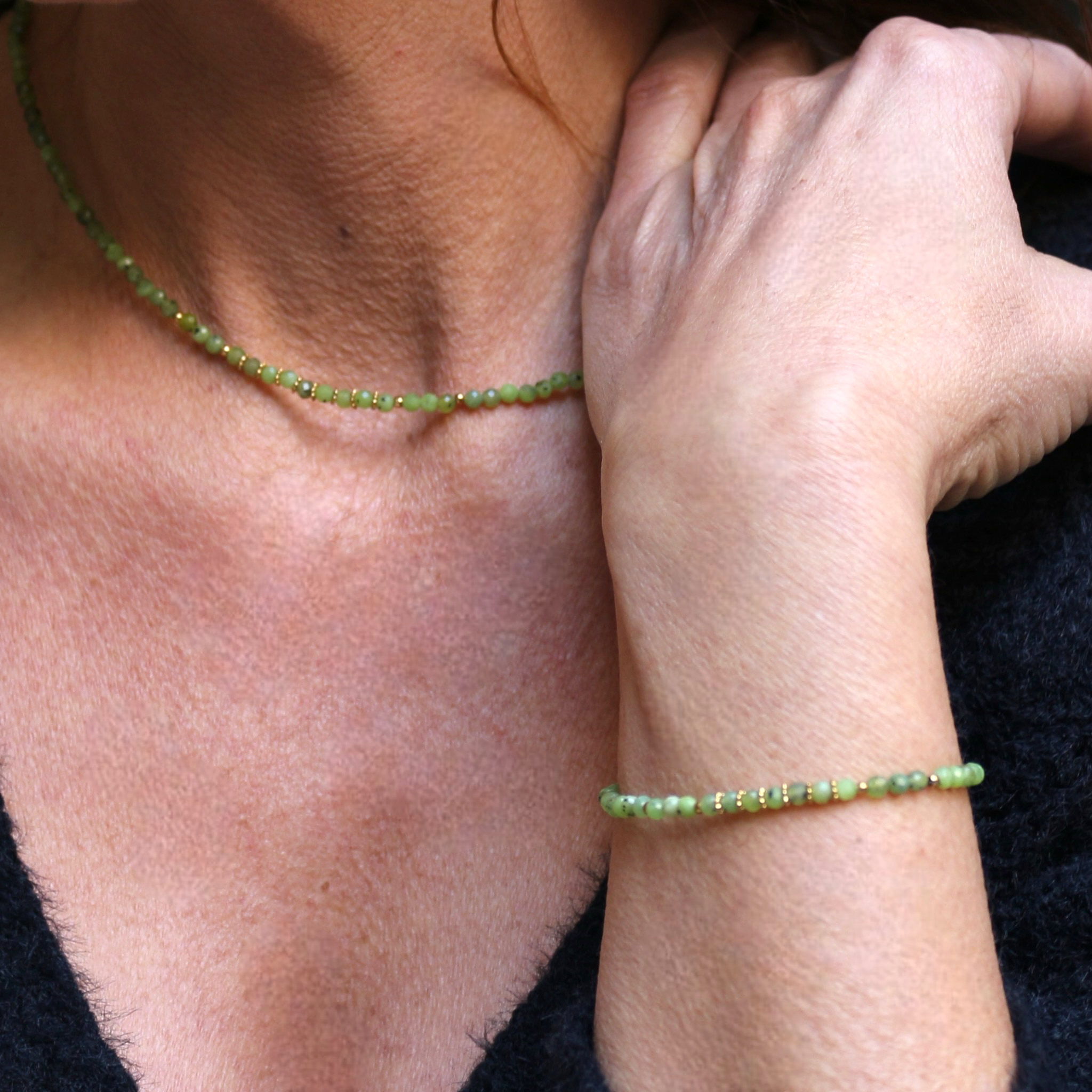 Collier "Eveil" Jade Néphrite facettée