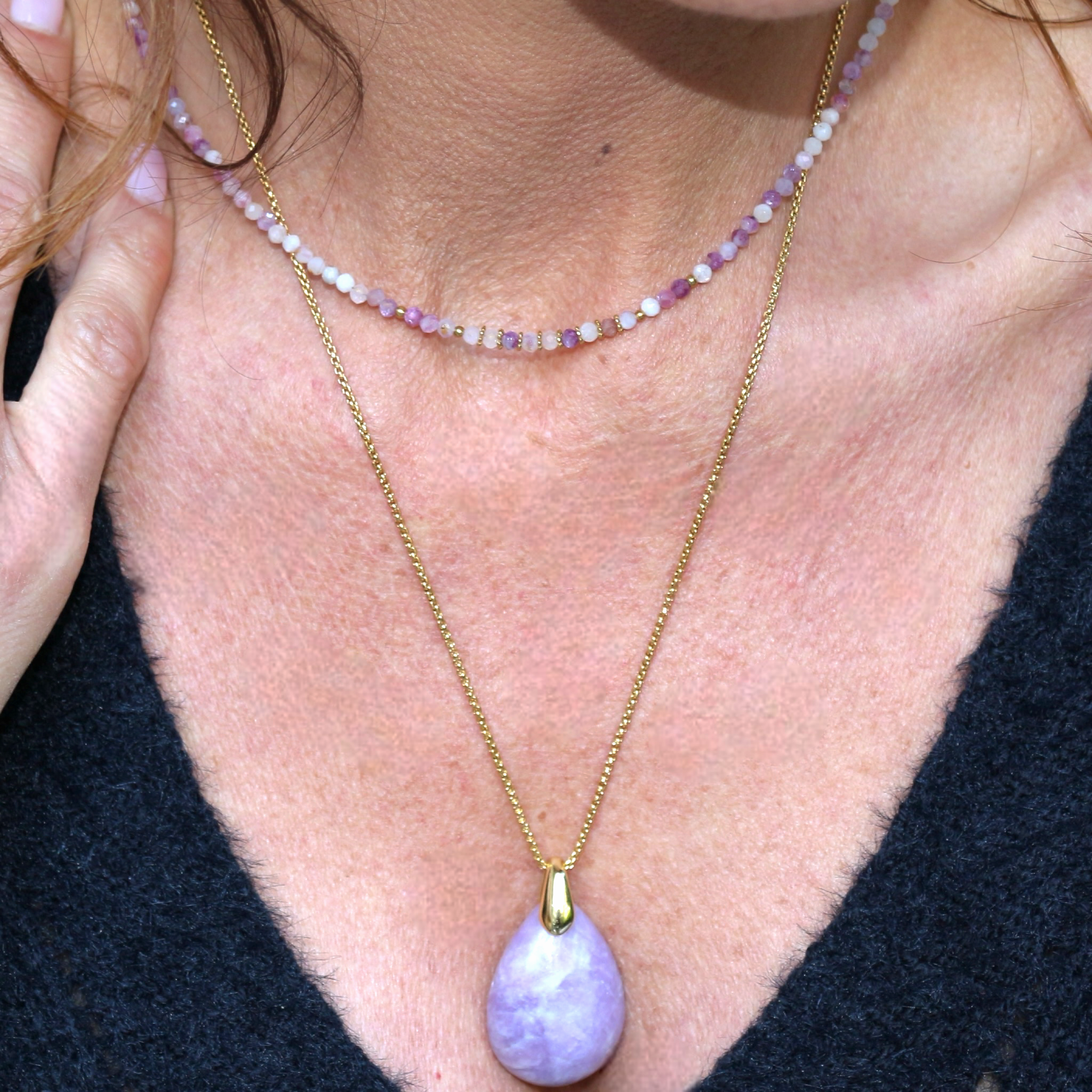 Collier "Eveil" Lépidolite facettée