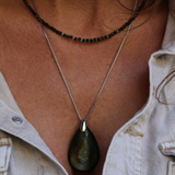 Collier "Eveil" Obsidienne dorée facettée