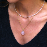 Collier "Eveil" Quartz rose facetté