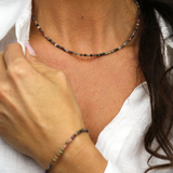 Collier "Eveil" Rhodonite facettée