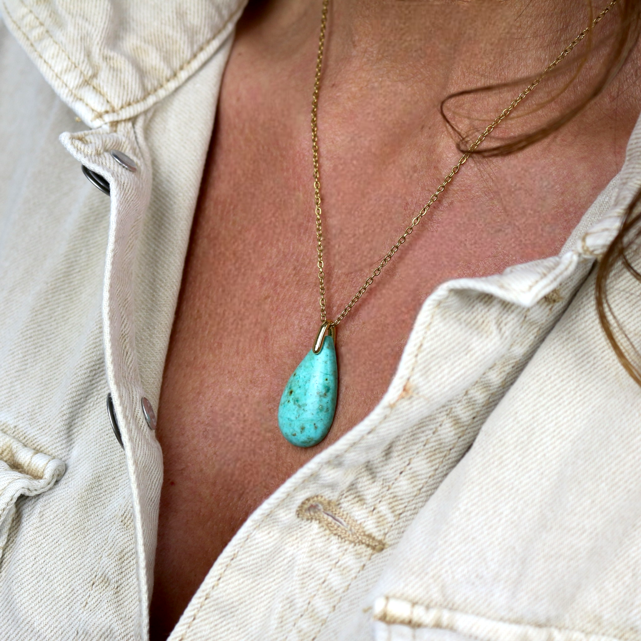 Pendentif Goutte Turquoise du Pérou