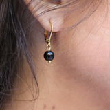 Boucles d'oreilles "Envol" Obsidienne dorée