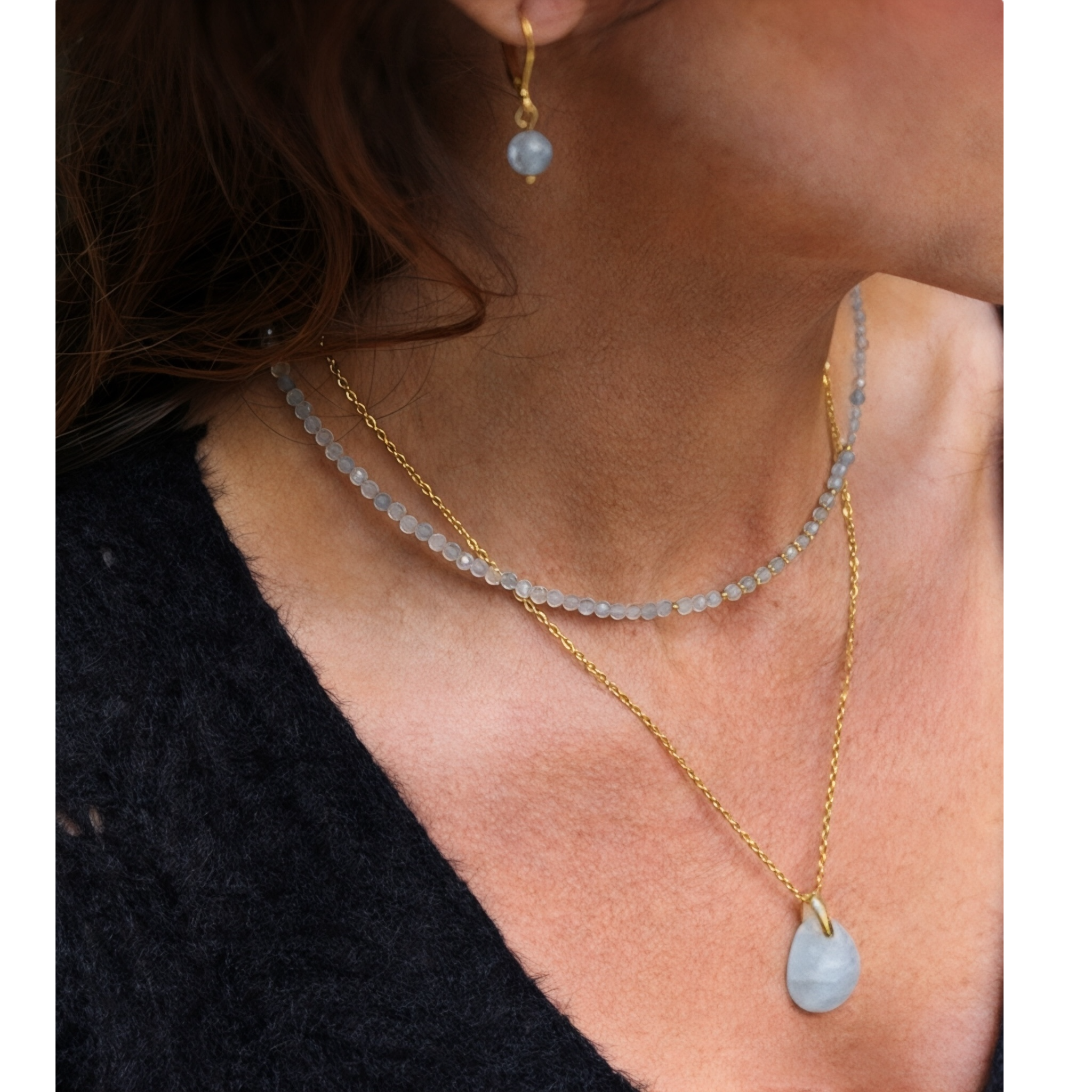 Boucles d'oreilles "Envol" Aigue-Marine